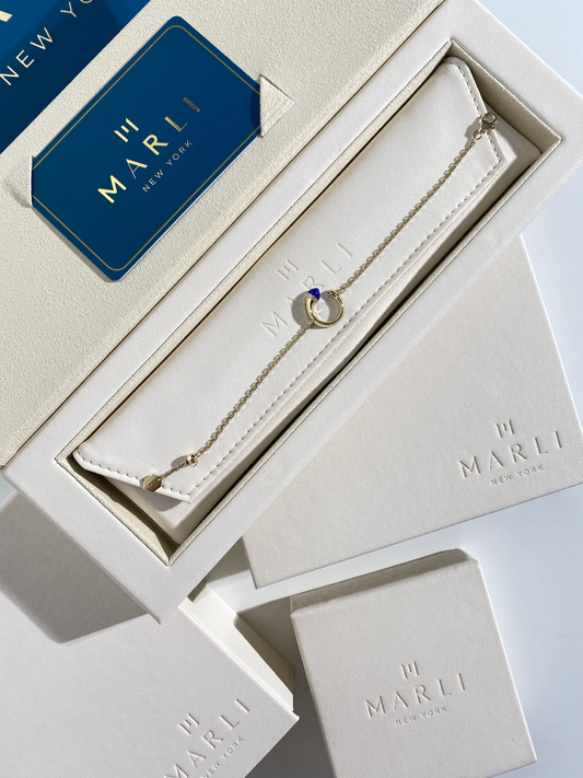 سوار مارلي كليو الذهبي بحجر اللازورد