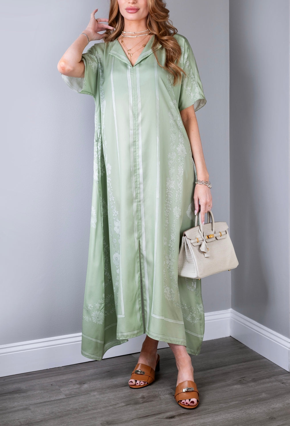 Hermès "Brides de Gala et en Fleurs" Caftan & Birkin 25 Matte Alligator Beton GHW