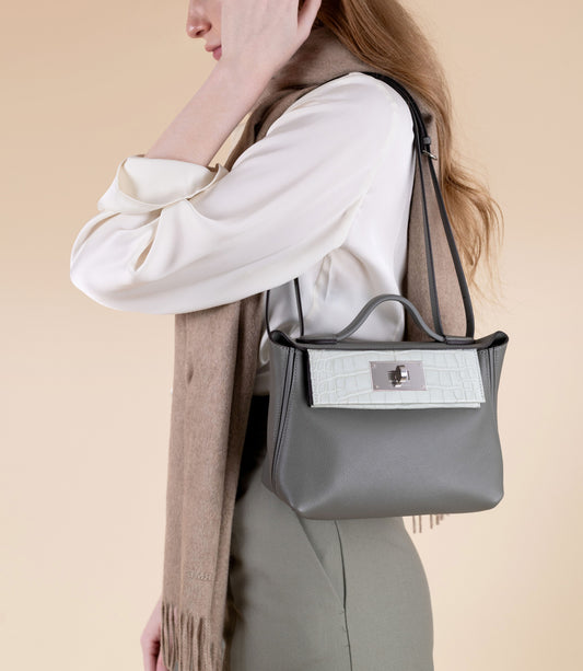 Hermès 24/24 Touch Matte Alligator Gris Meyer & Gris Cement PHW