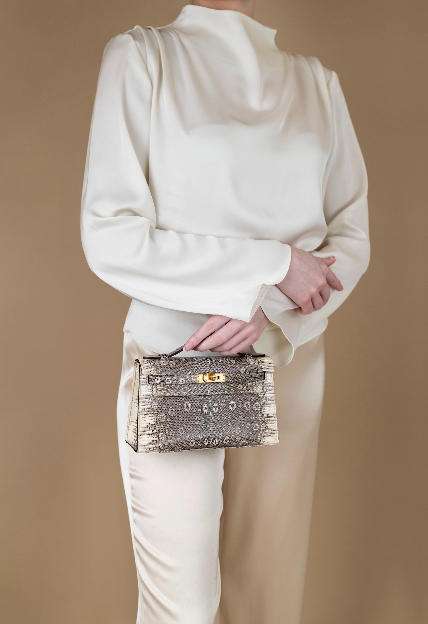 Hermès Kelly Pochette in Ombré Lizard with GHW