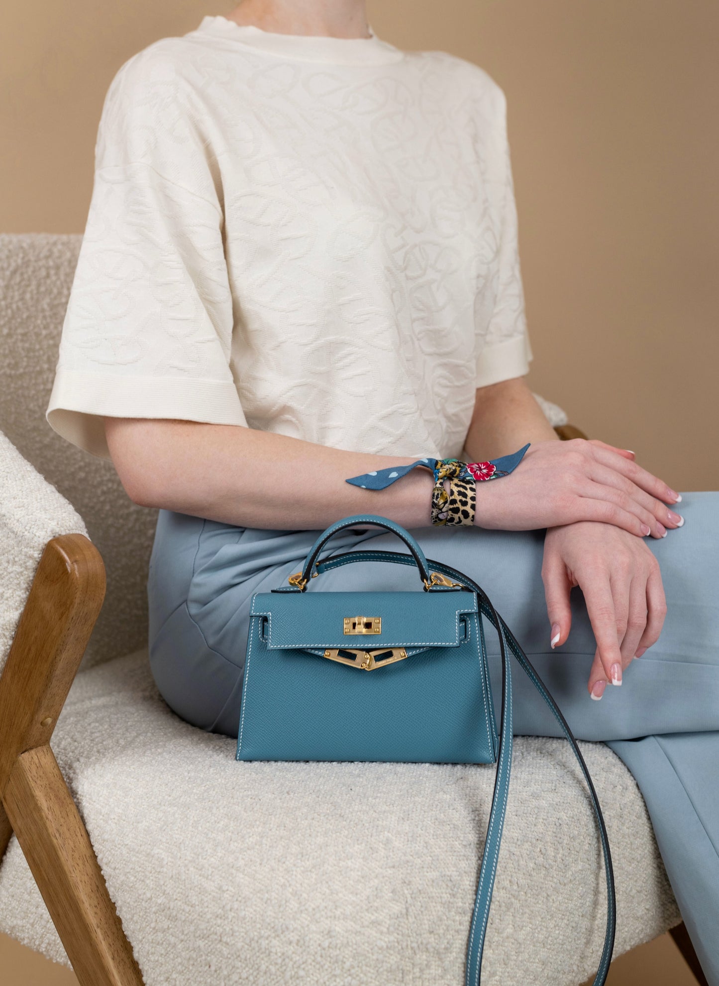 Hermès Mini Kelly Epsom Blue Jean GHW