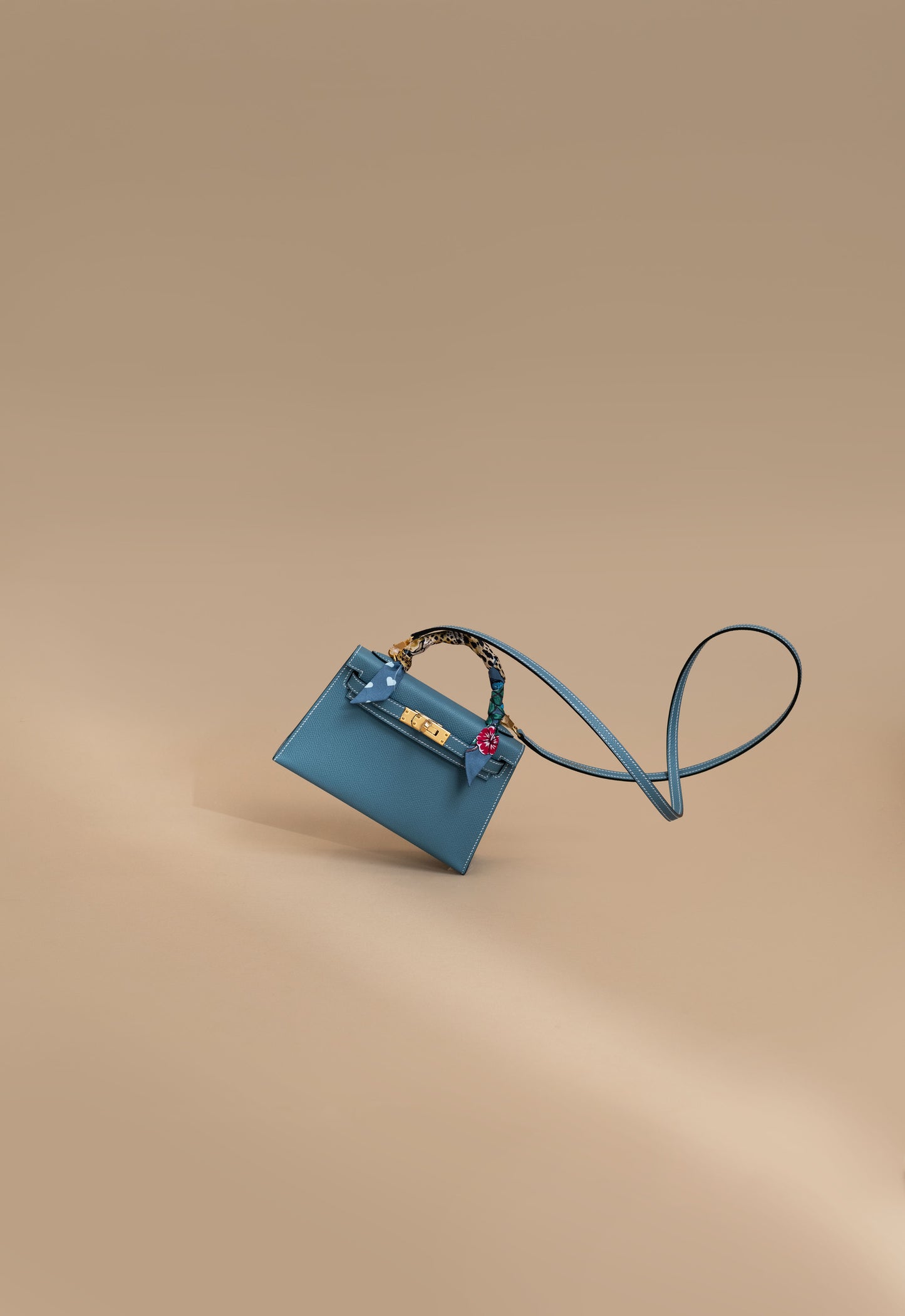 Hermès Mini Kelly Epsom Blue Jean GHW