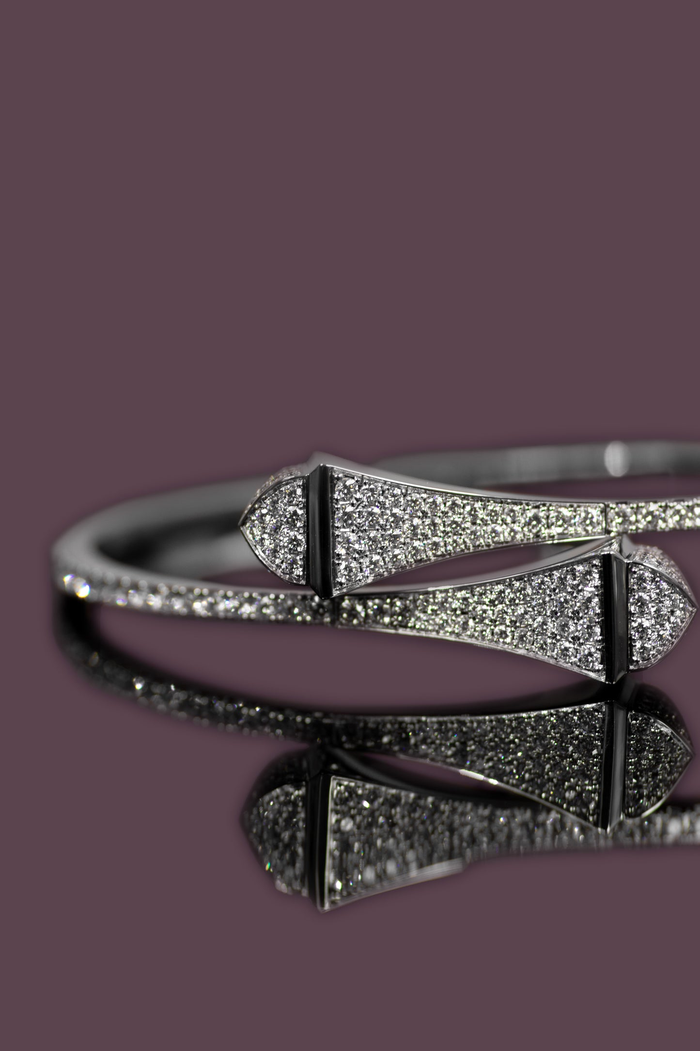 Marli Cleo White Gold Full Diamond Slip-On Bracelet