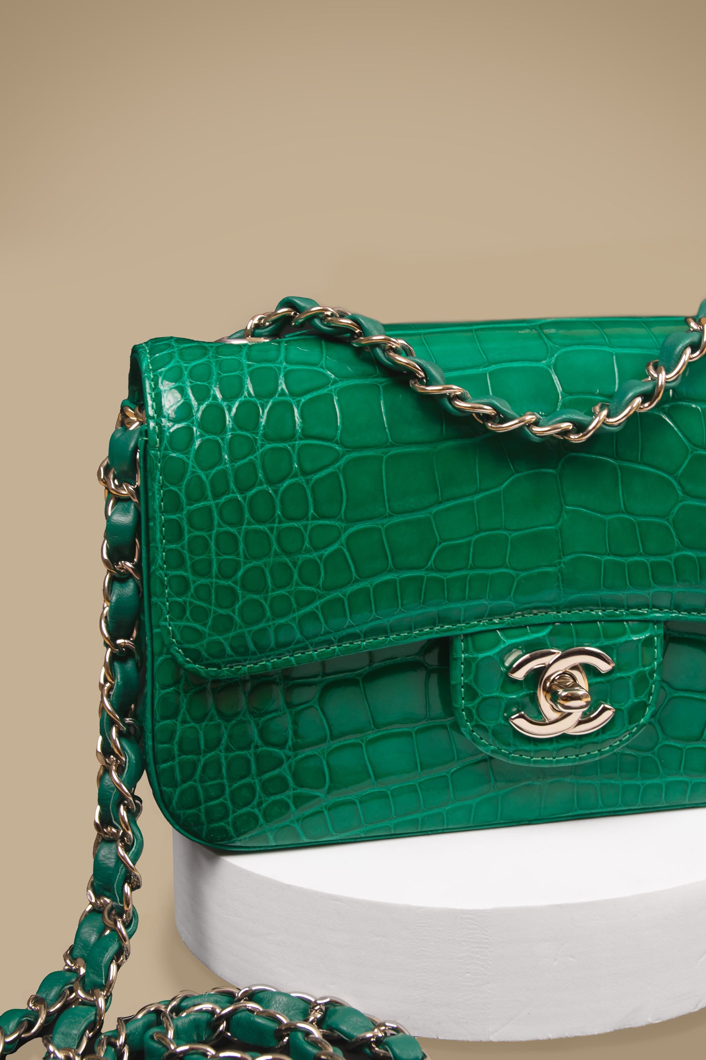 Chanel Small Emerald Alligator Flap Bag