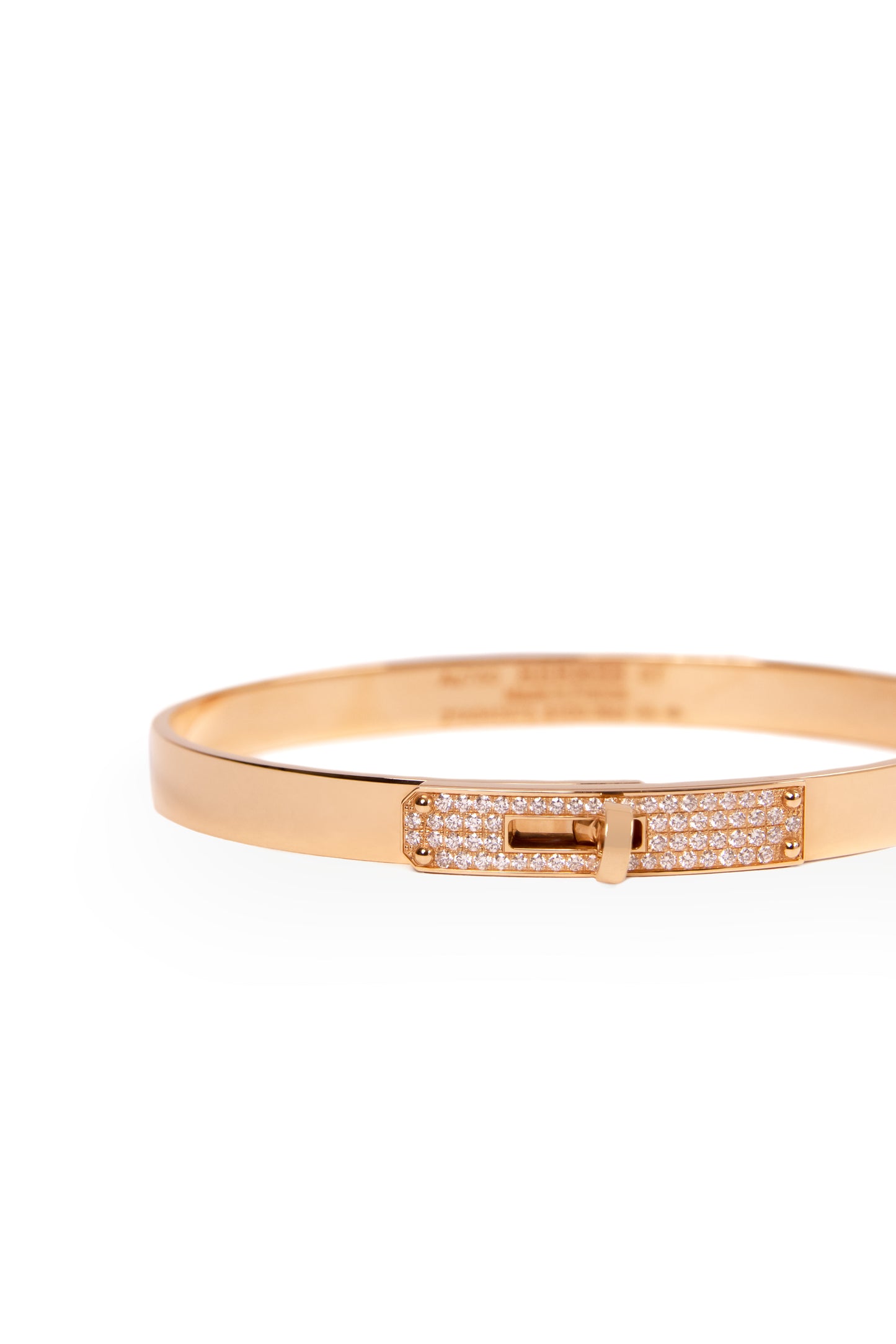 Hermes Rose Gold Diamond Kelly Lock Bracelet