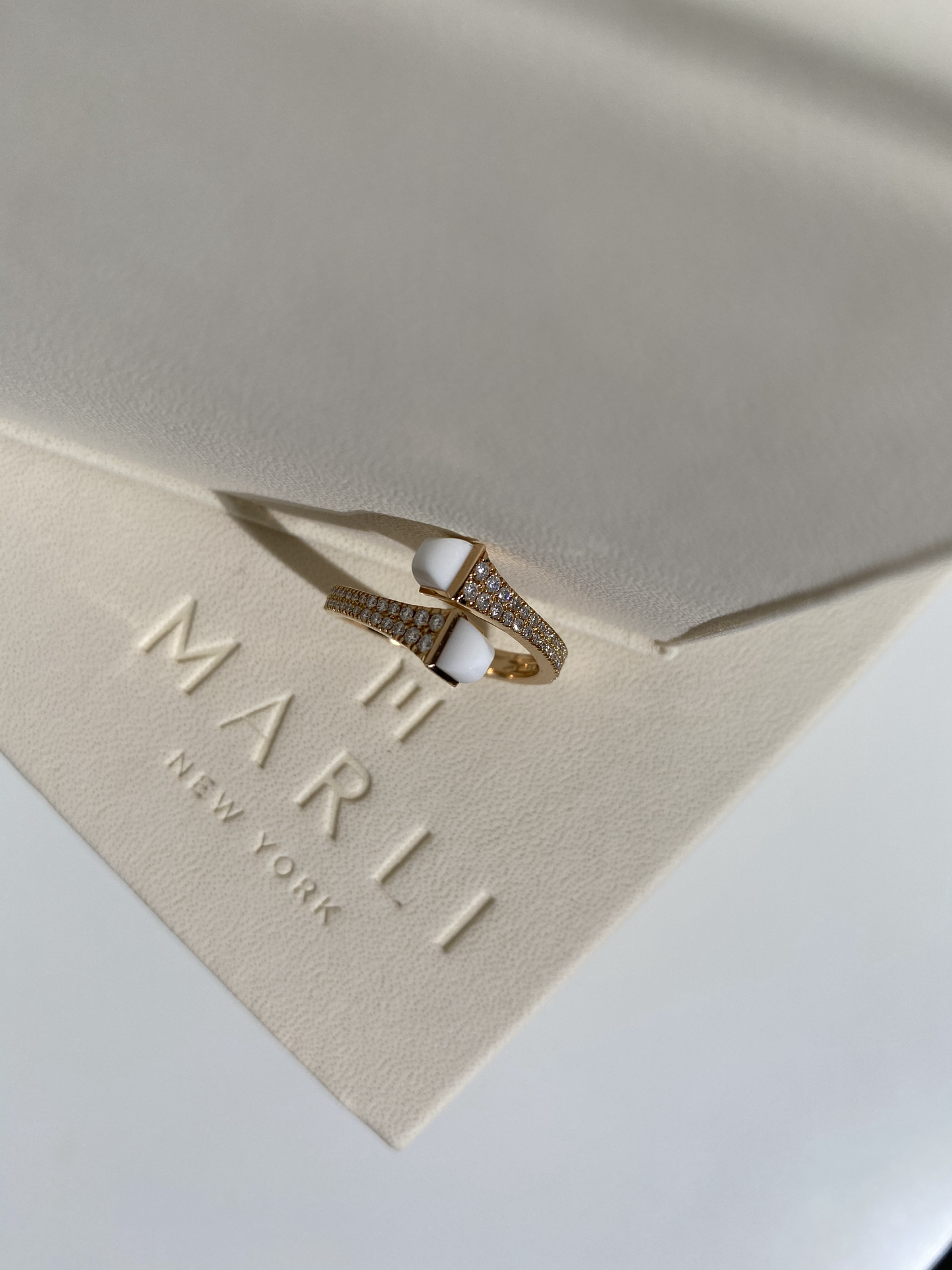 Marli Cleo Yellow Gold White Agate Ring