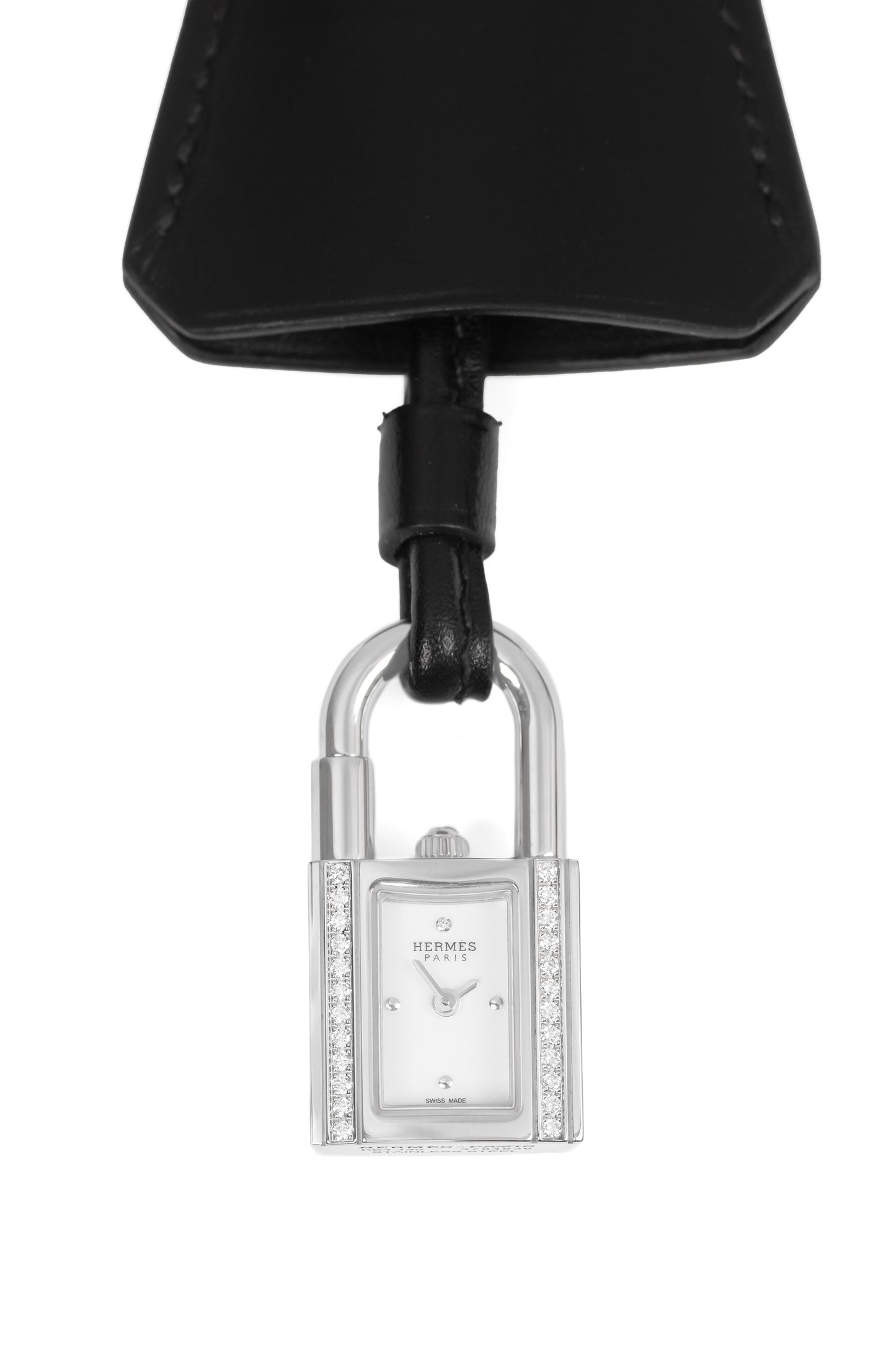 Hermes Diamond Kelly Lock Watch in White Gold