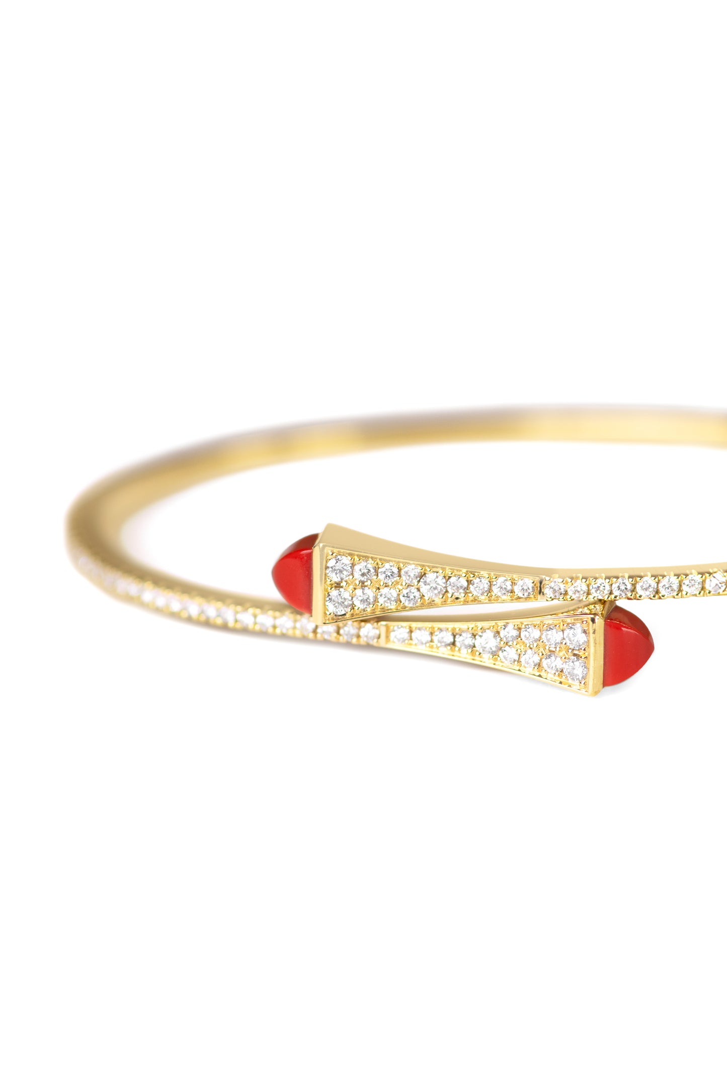 Marli Cleo Diamond Slim Bracelet in Yellow Gold and Red Agate