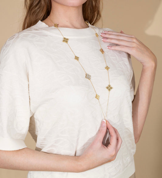 Roberto Coin Princess Flower Yellow Gold Diamond Accent Station Necklace