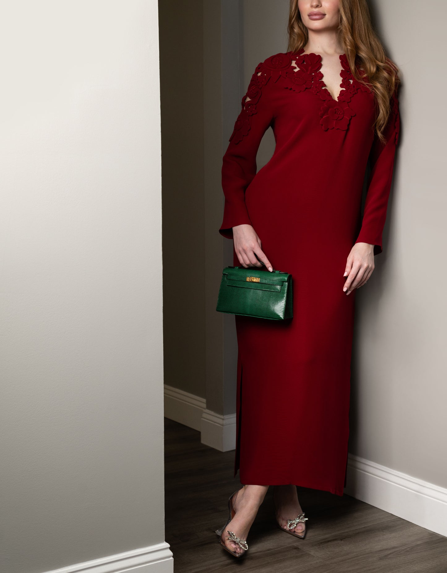 Hermès Kelly Pochette Lizard in Vert Fonce GHW