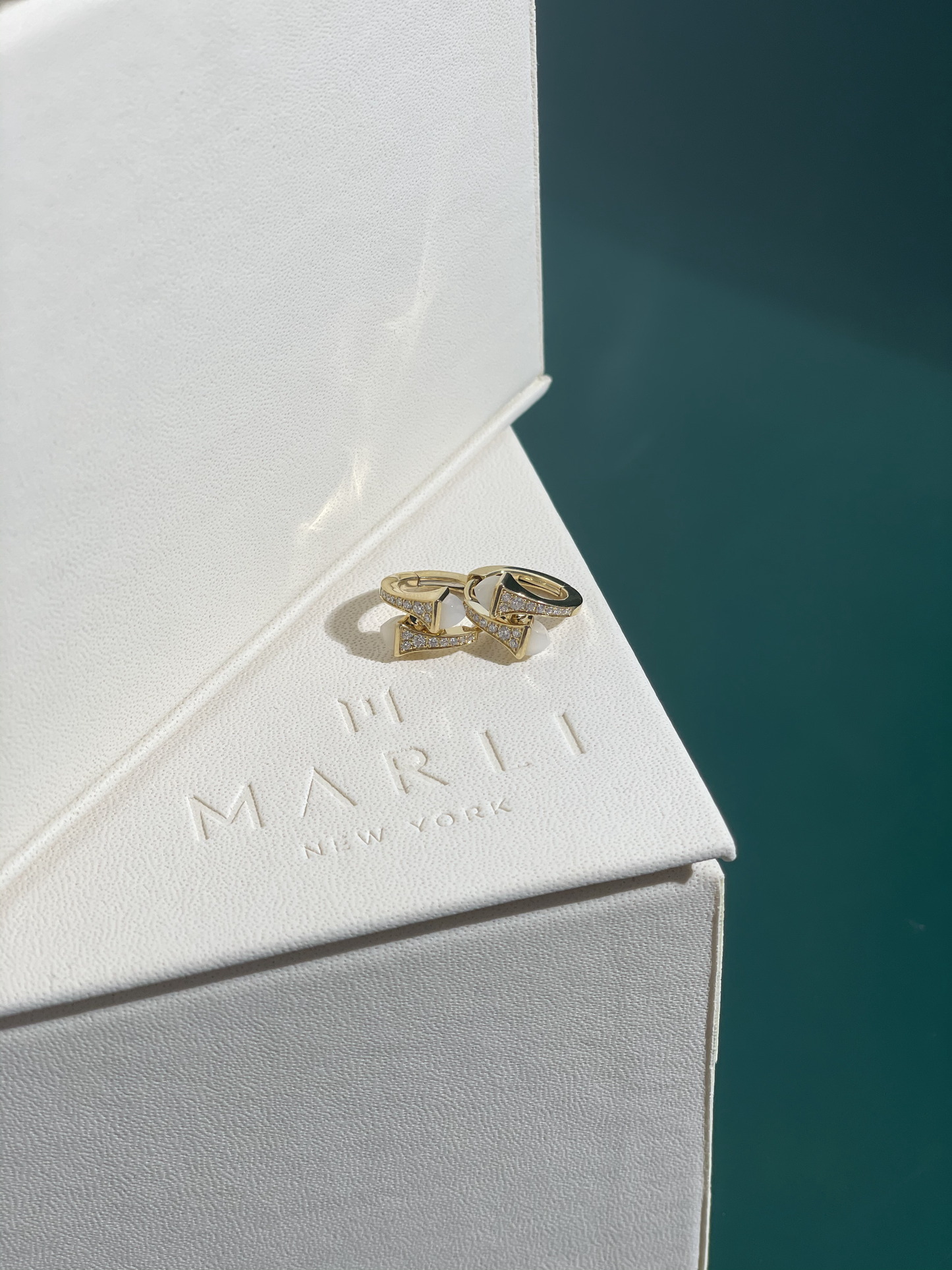 Marlie Cleo Diamond Huggie Earrings in Gold and Moon Stone