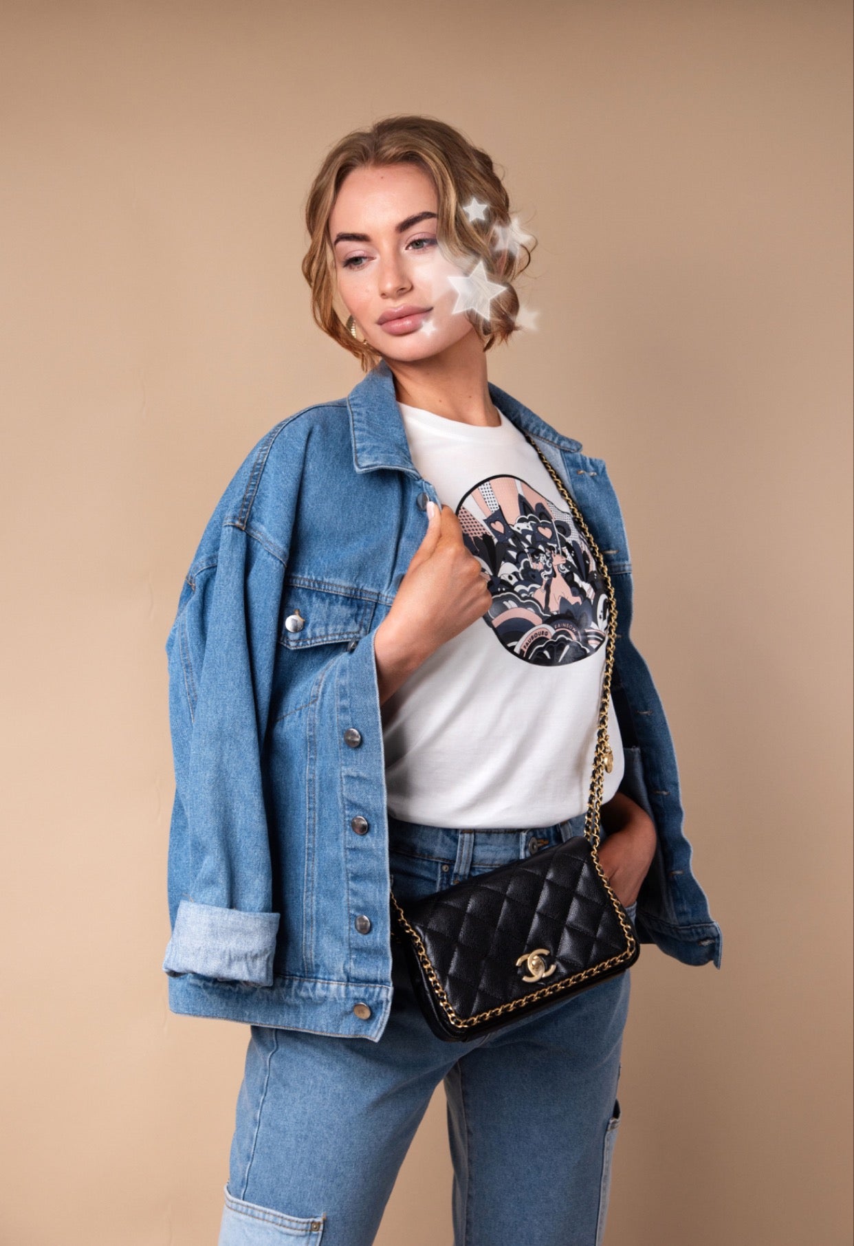 Chanel Crossbody Black Caviar Bag w/ Gold Chain