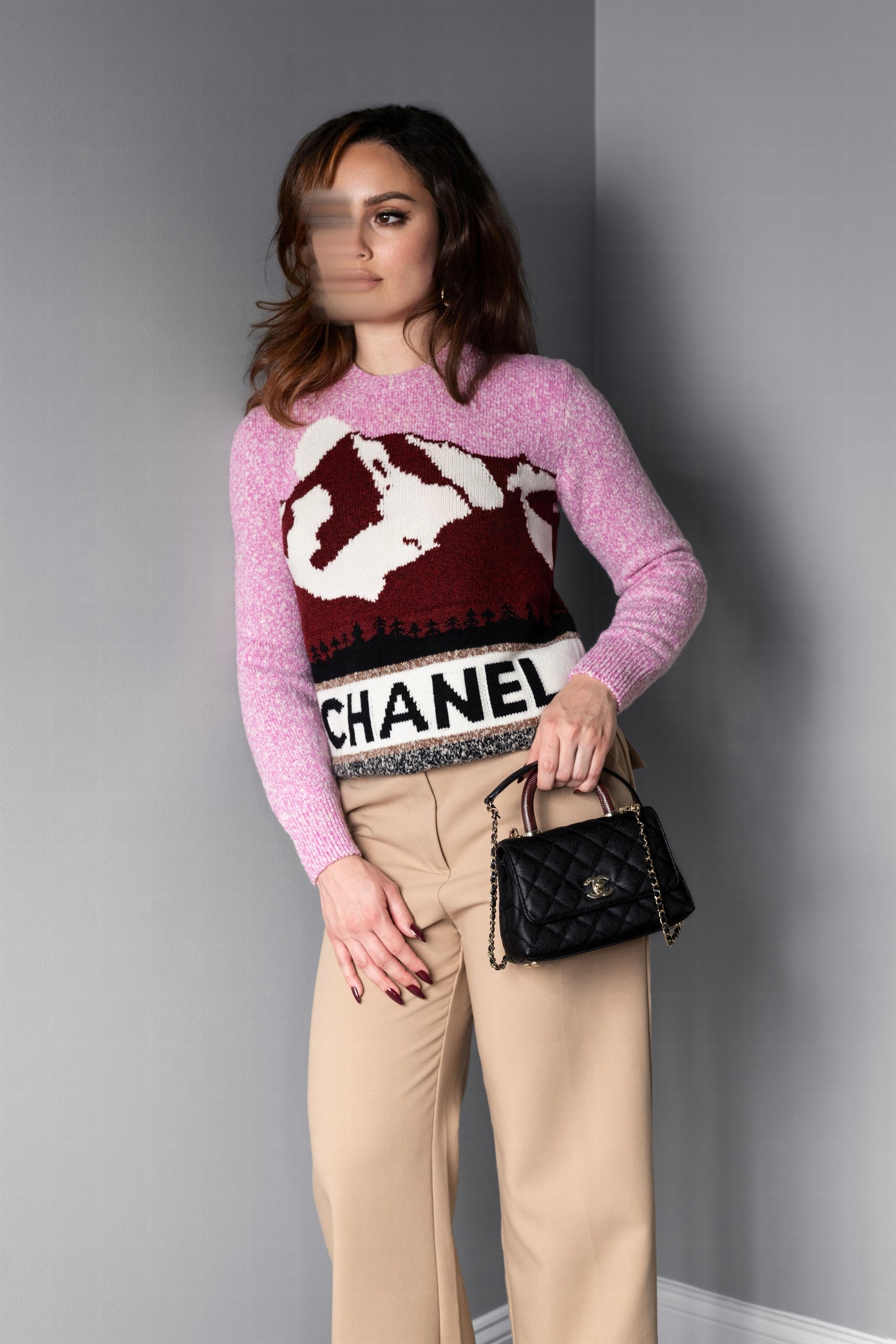 Chanel - Wool Sweater & Micro Coco Handle Bag