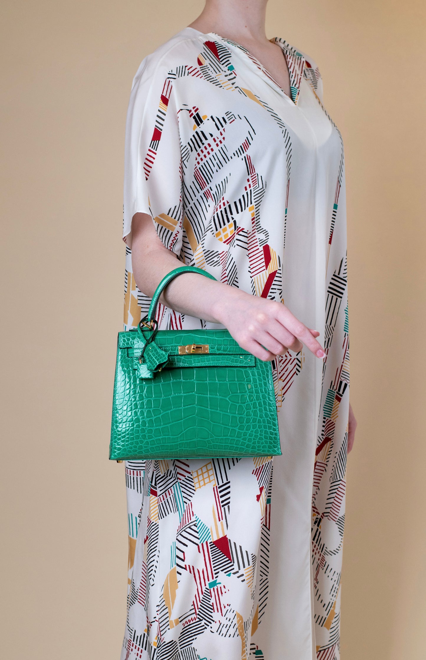 Hermès Kelly 25 Shiny Crocodile Vert Jade GHW
