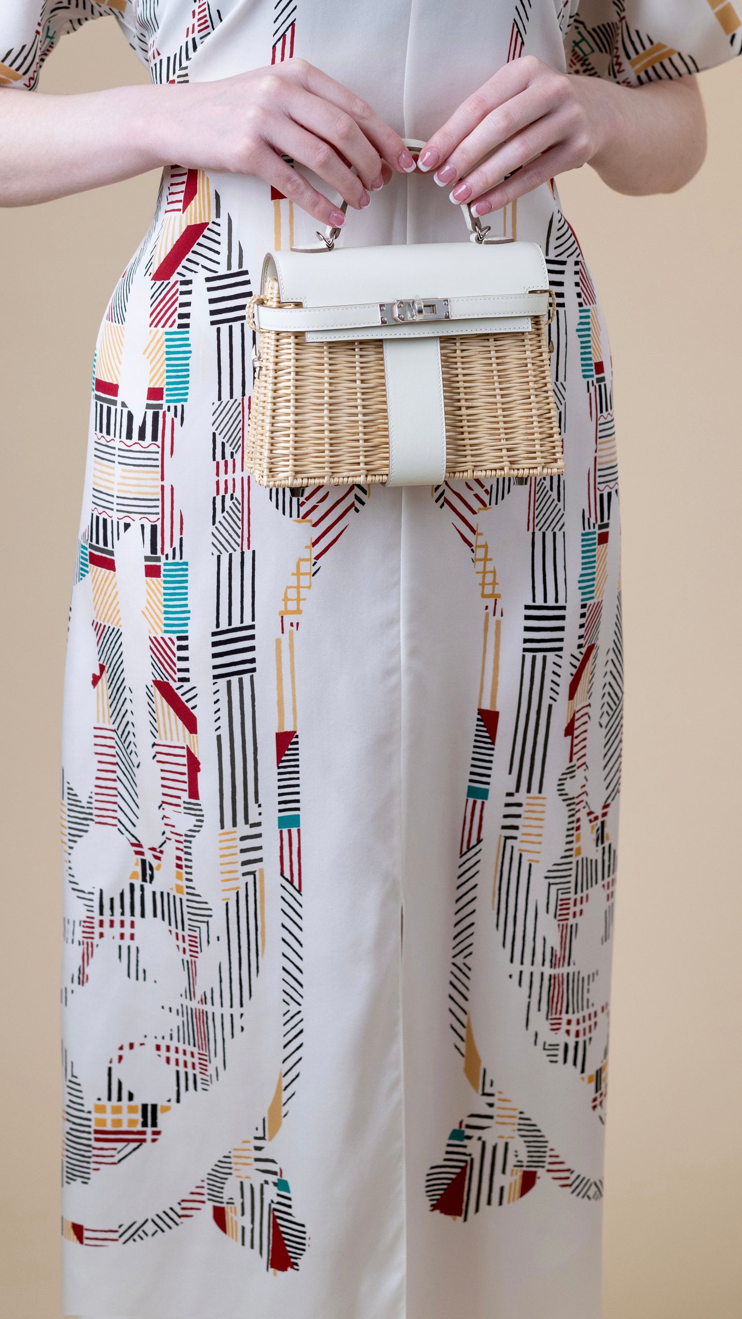 Hermès Kelly Picnic Wicker Swift in Naturel/Mushroom PHW