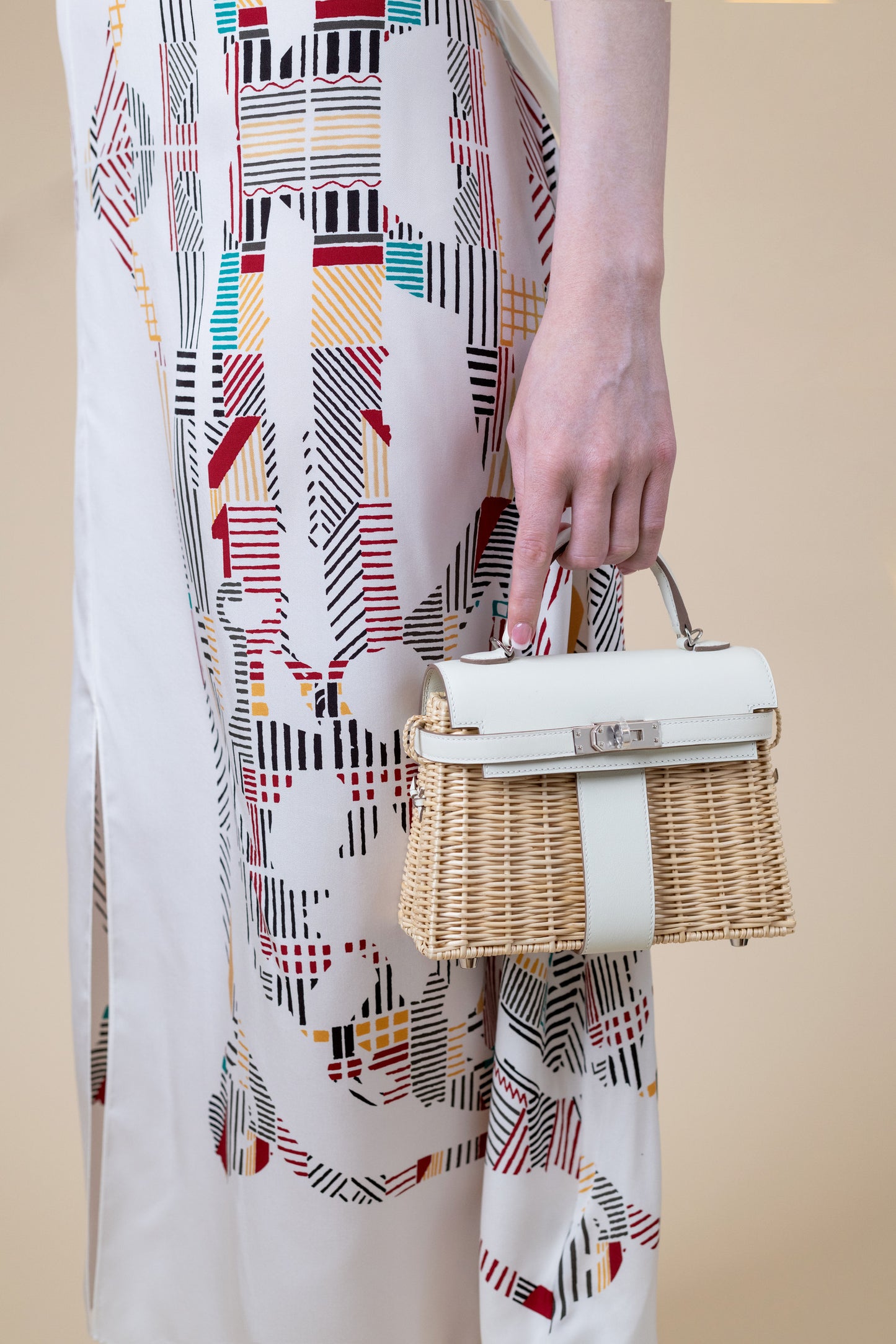 Hermès Kelly Picnic Wicker Swift in Naturel/Mushroom PHW