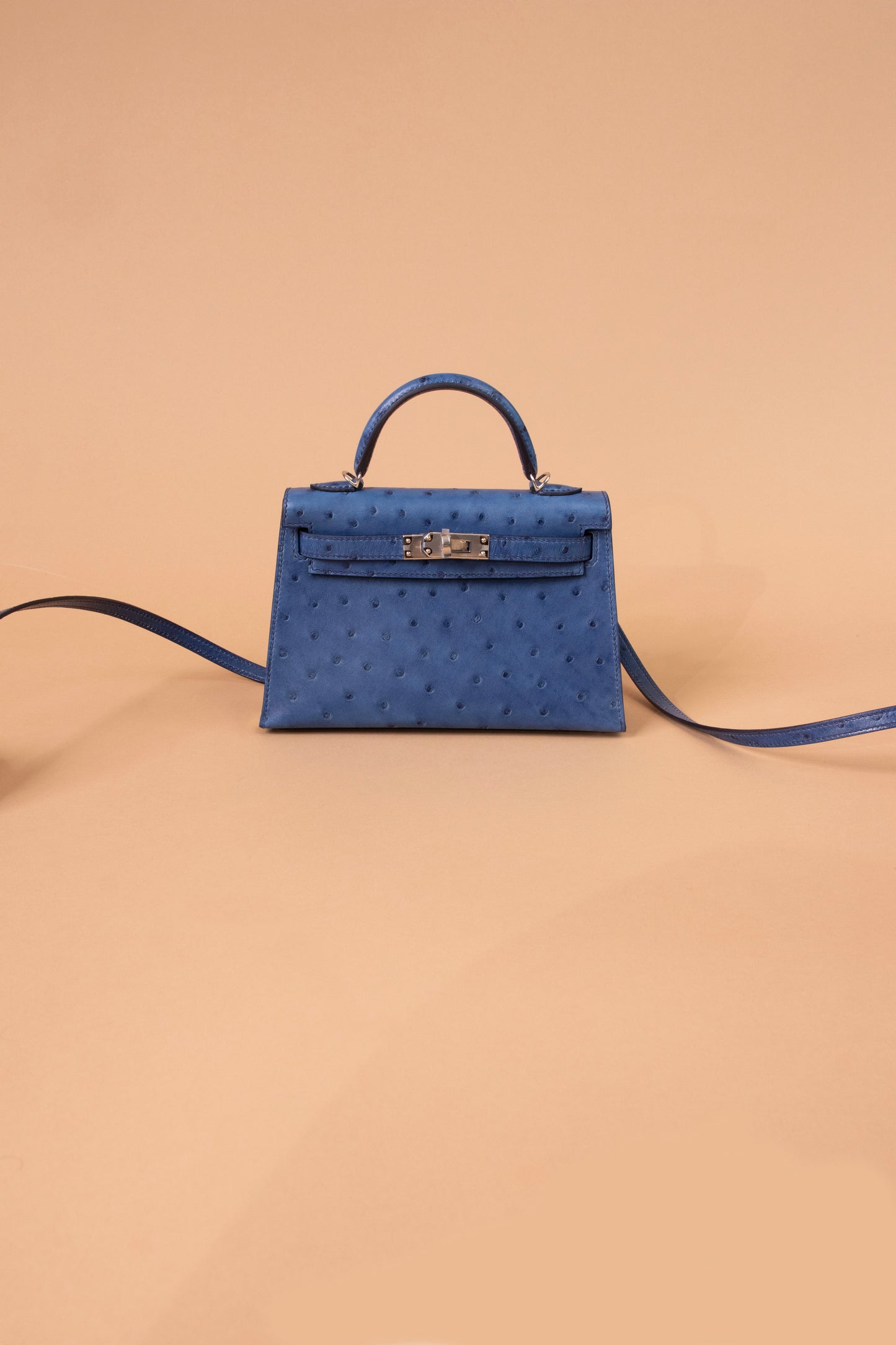 Hermès Mini Kelly 20 Ostrich in Aizome PHW