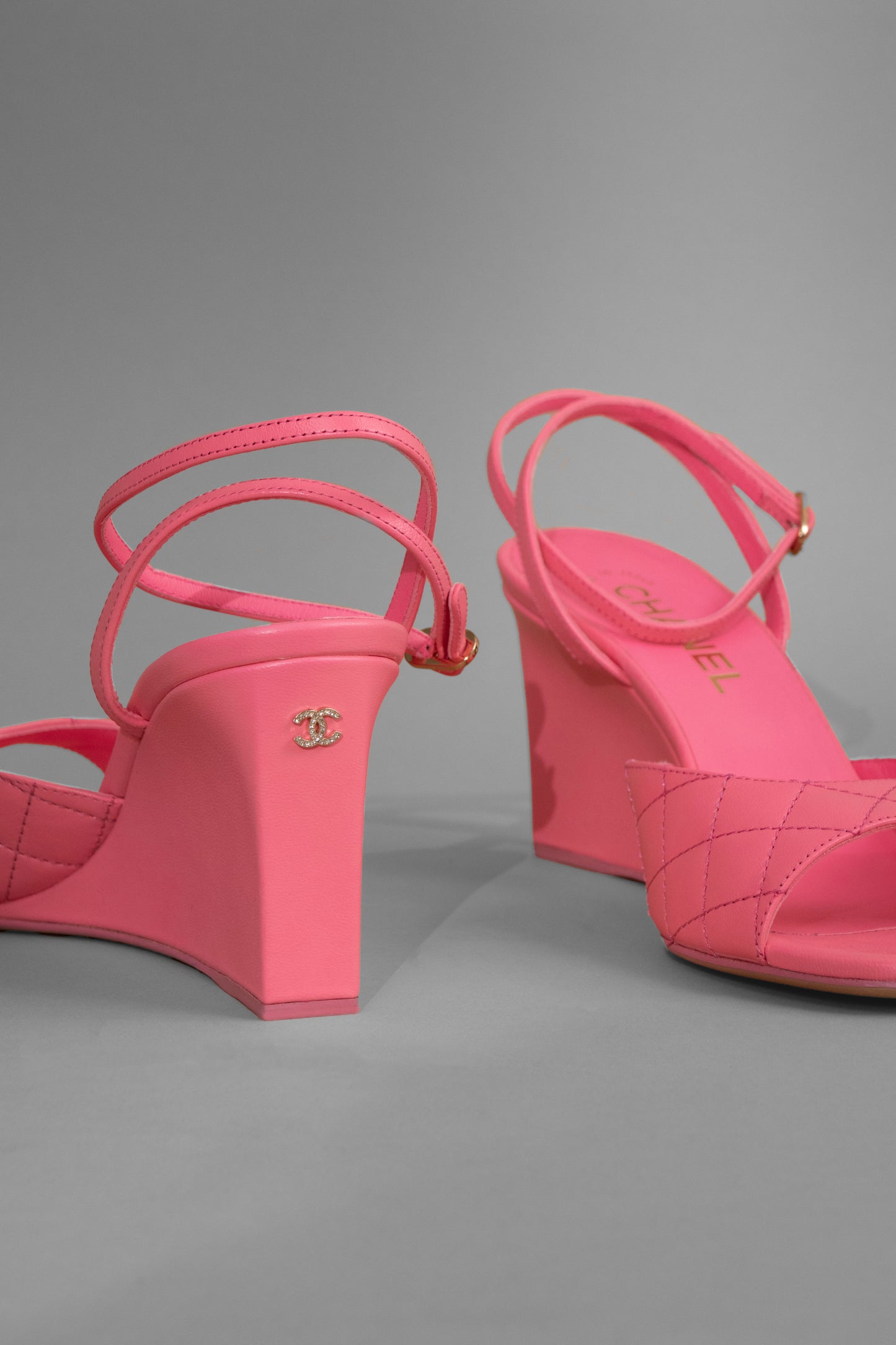 Chanel Pink Leather Sandals