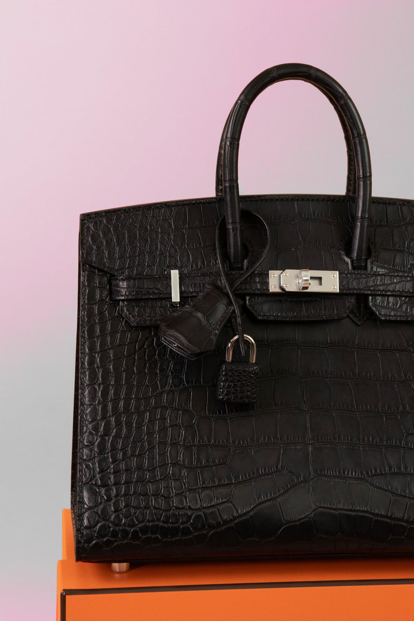 Hermès Birkin 25 Matte Alligator Black PHW