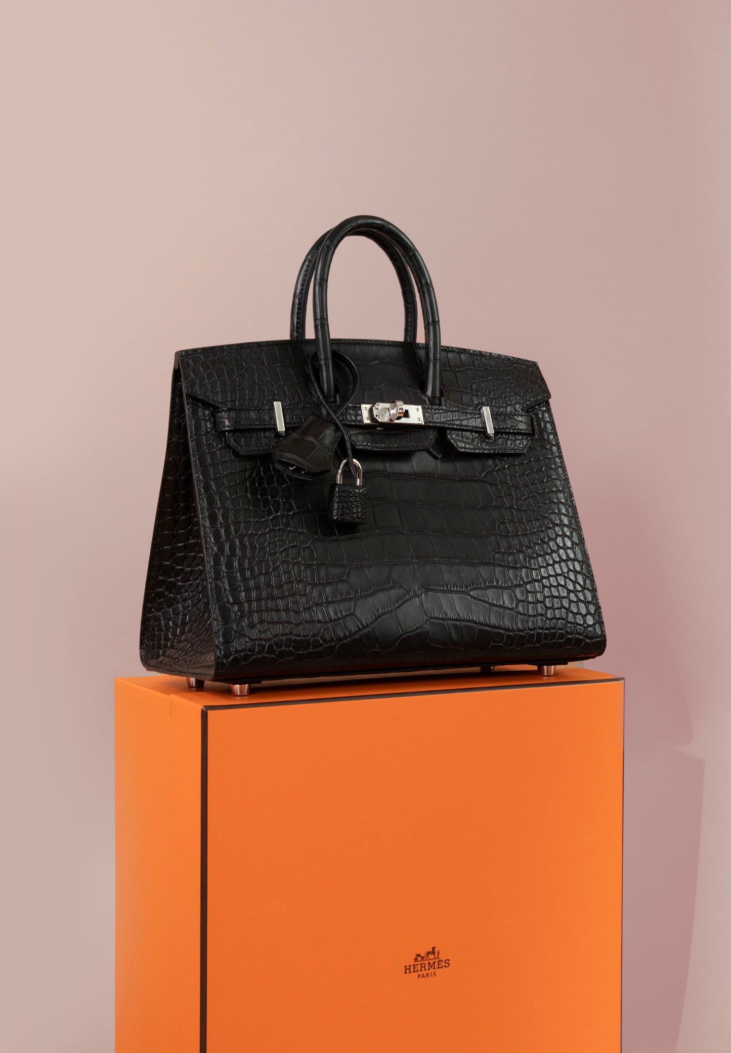 Hermès Birkin 25 Matte Alligator Black PHW
