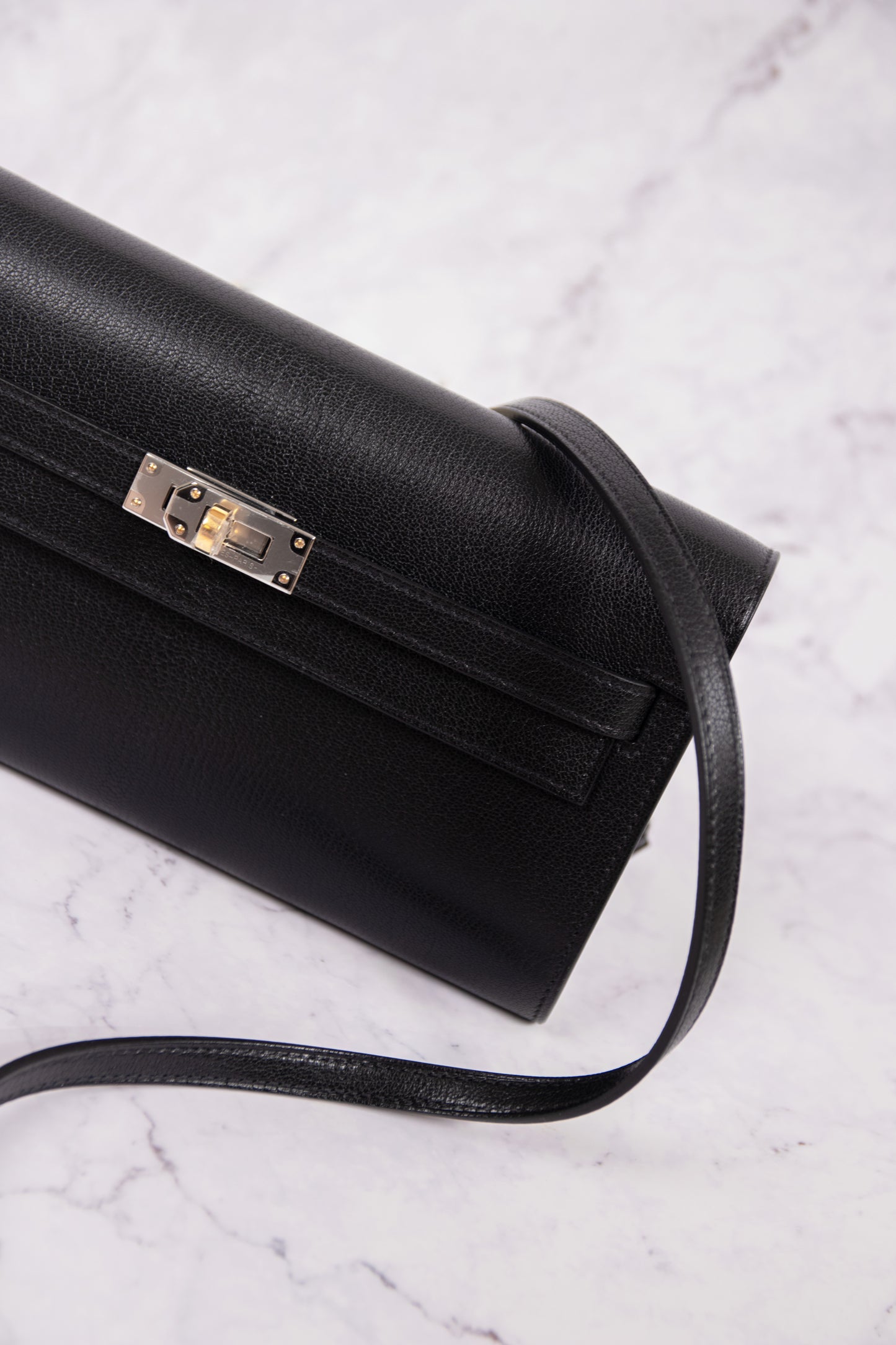 Hermès Kelly Wallet To Go Black PHW