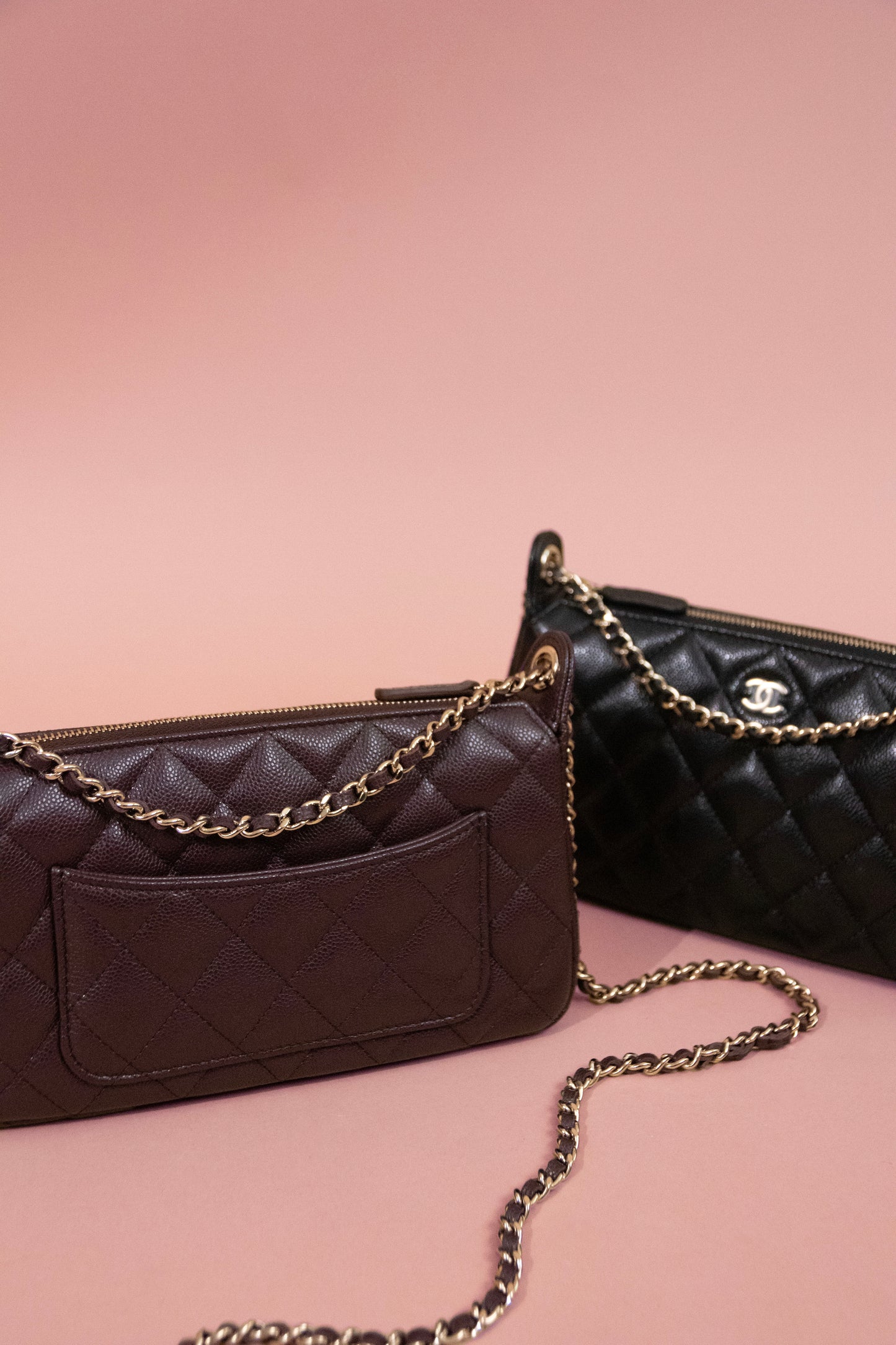 Chanel Black & Red Pouch Grained Shiny Calfskin & Gold-Tone Metal