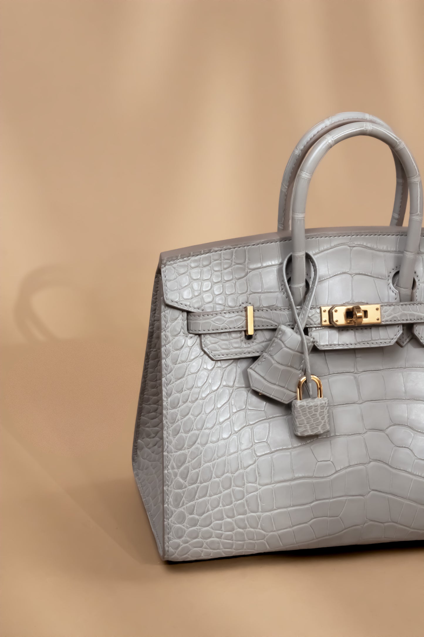 Hermès Birkin 25 Matte Alligator in Gris Perle GHW