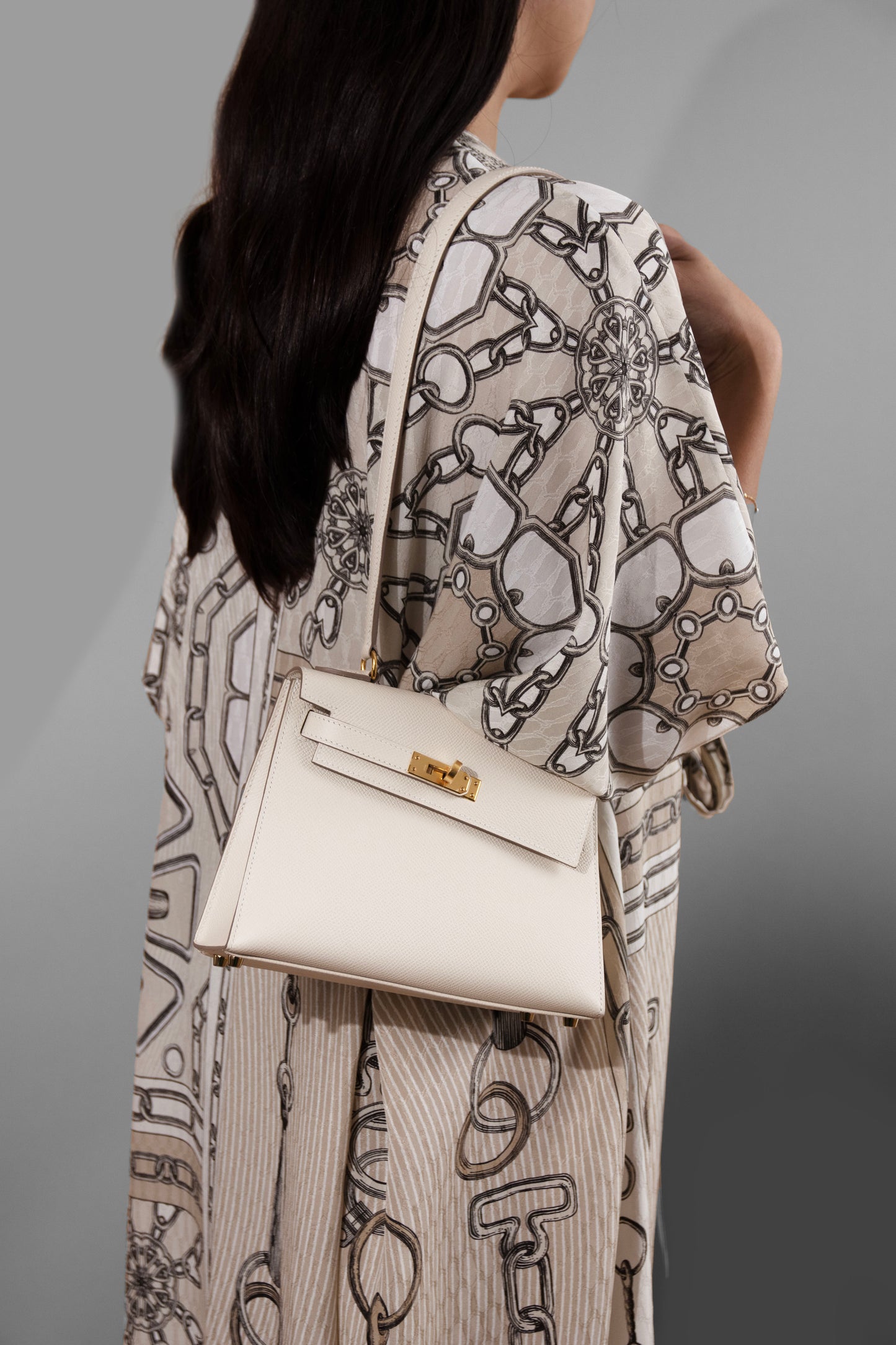 Hermès Kelly Desordre Bag in Craie GHW
