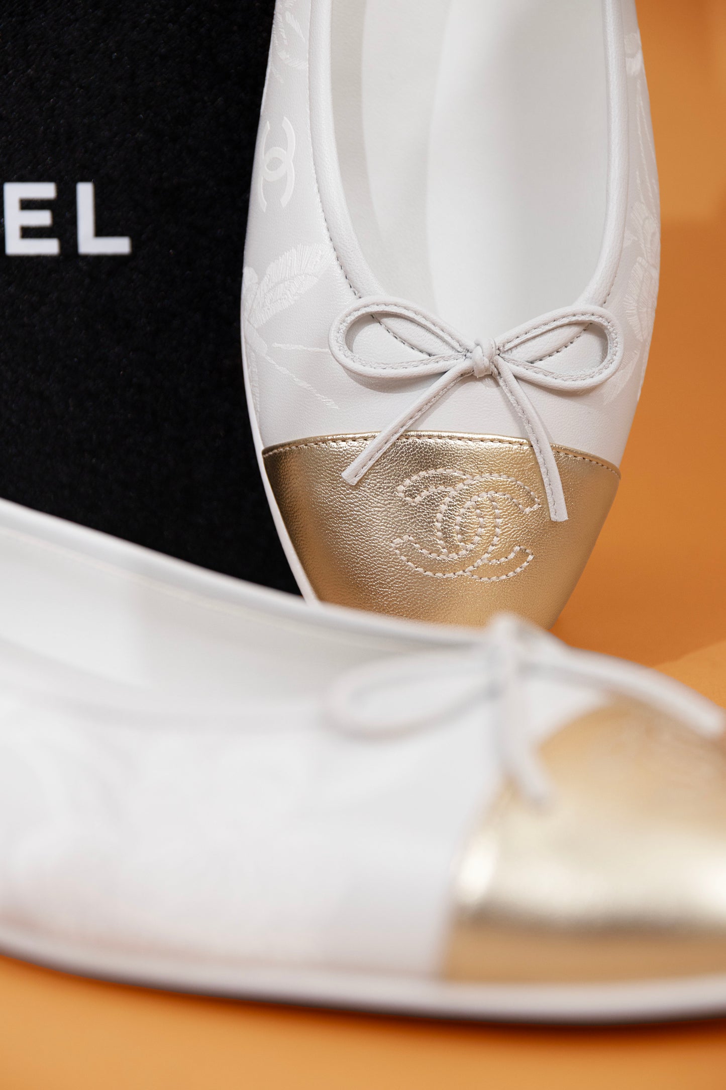 Chanel White Ballet Flats