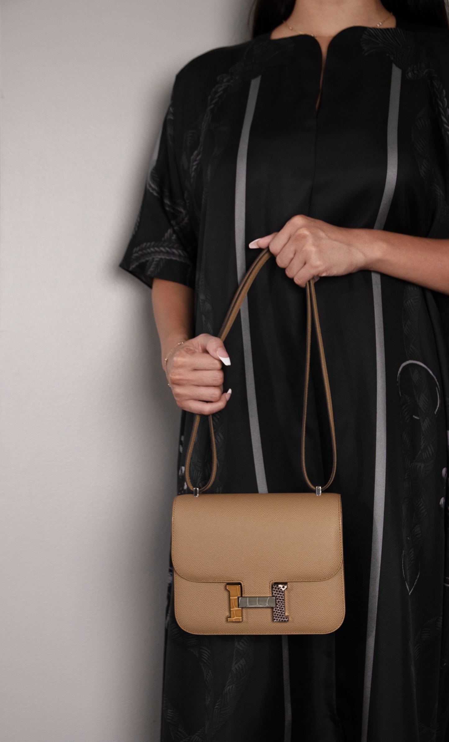 Hermès Mini Constance Epsom Poussiere with Exotic Buckle