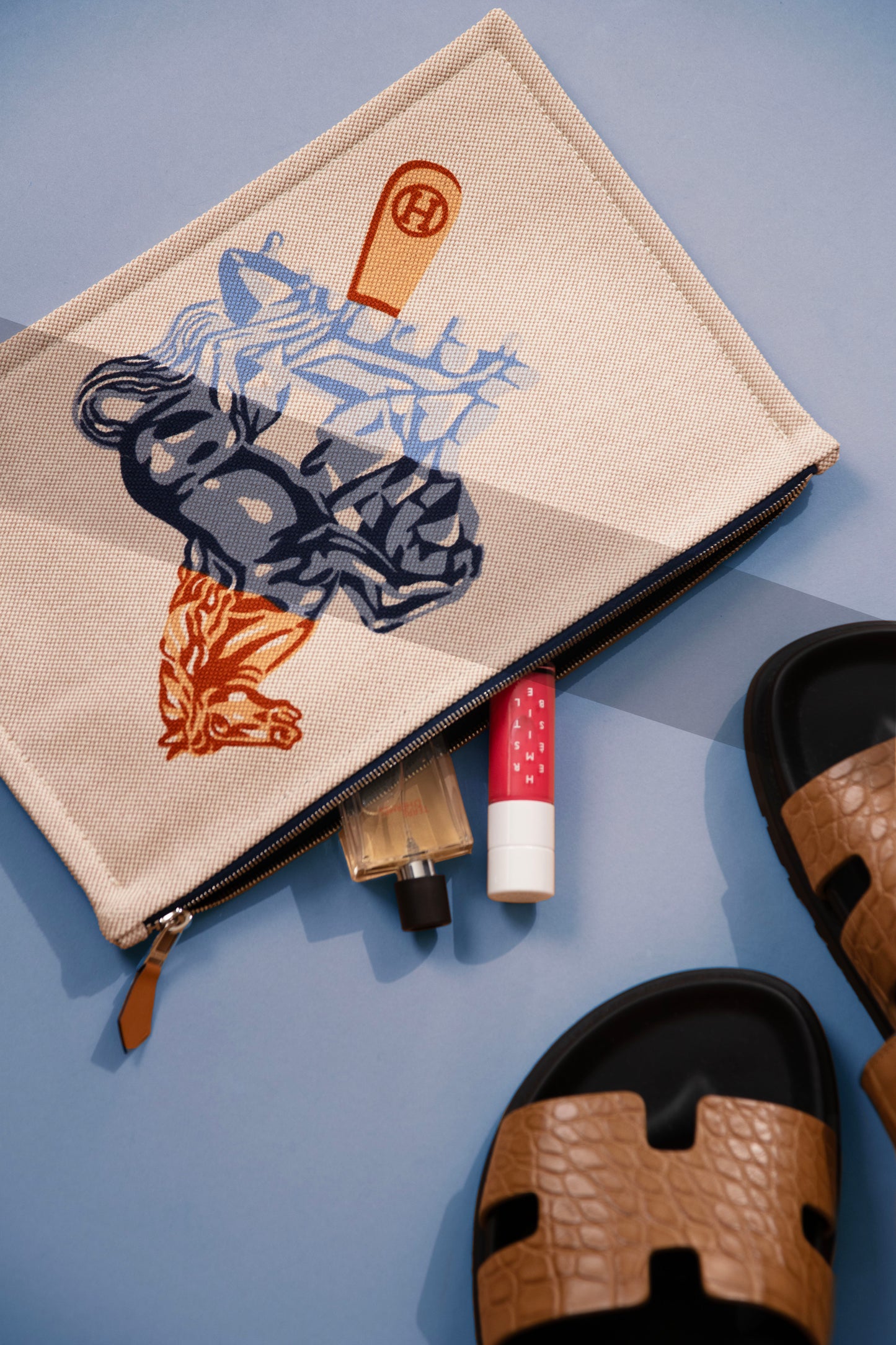 Hermès Chypre Sandals in Matte Alligator Brun Fume & Succulent Sultan Case
