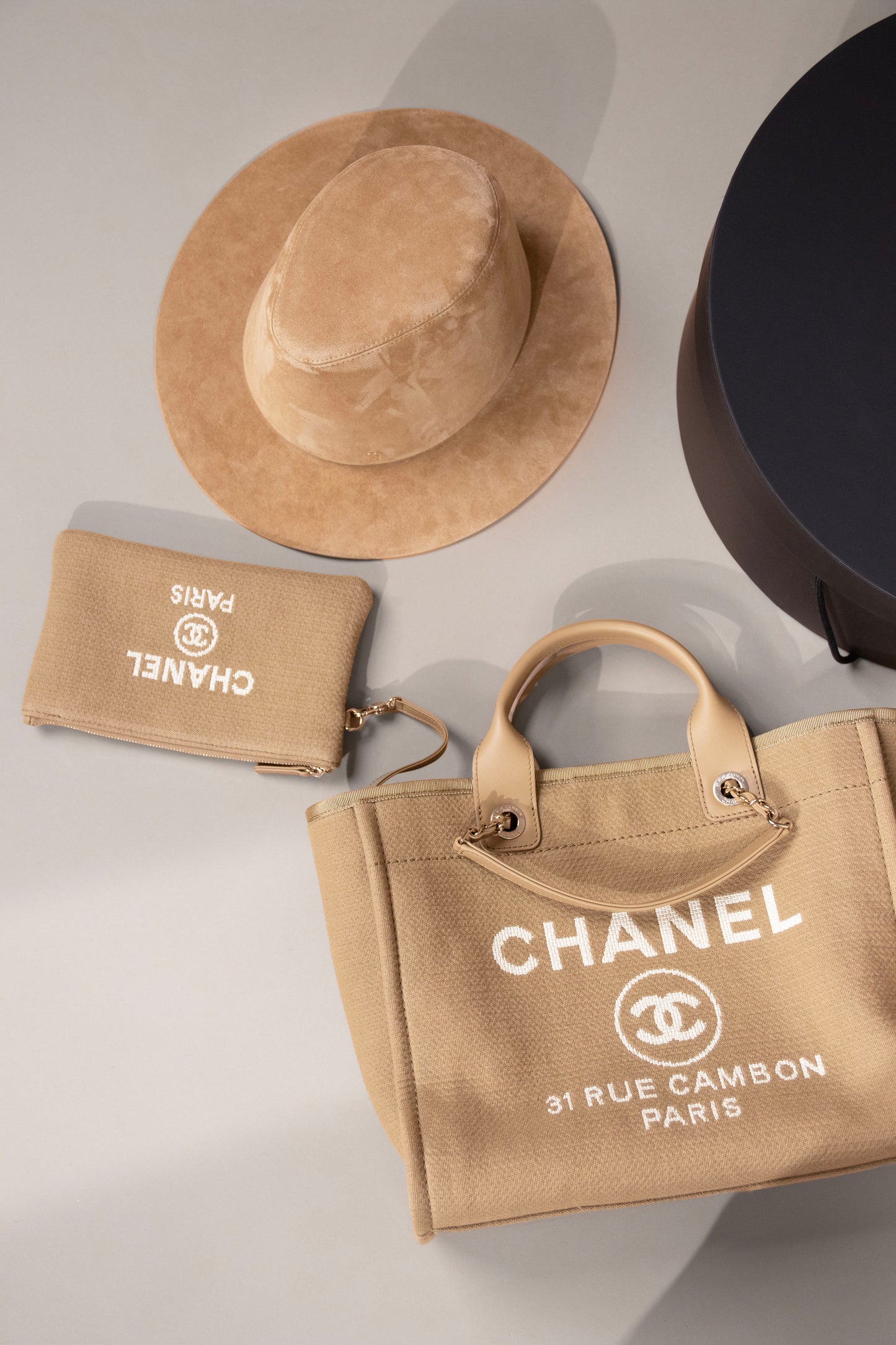 Chanel Large Shopping Bag & Hat in Beige