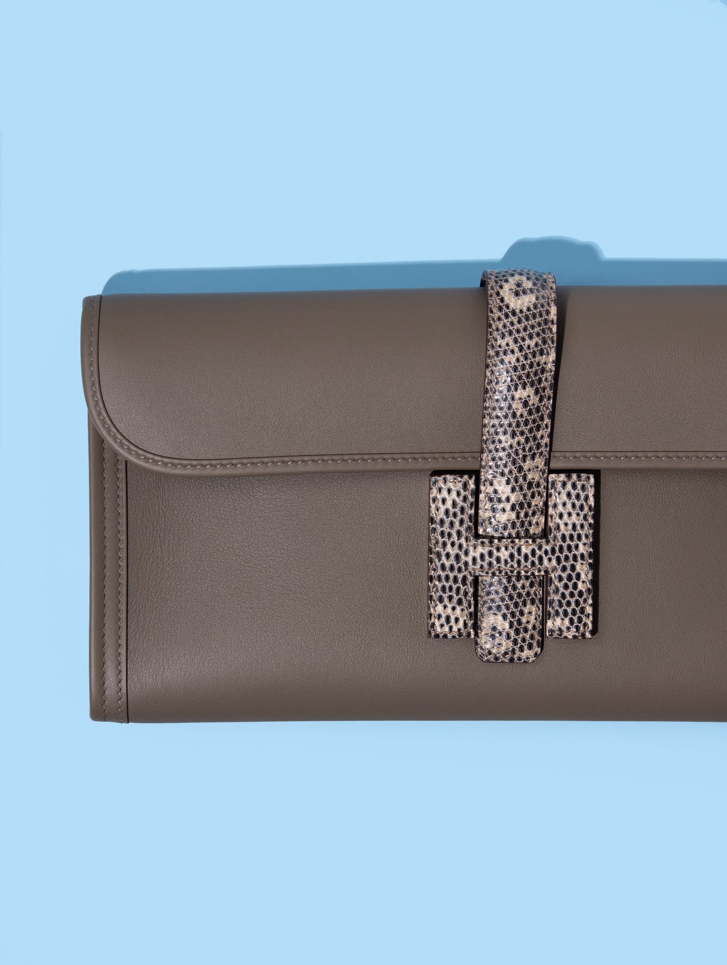 Hermès Jige Ombré Lizard Clutch in Etoupe