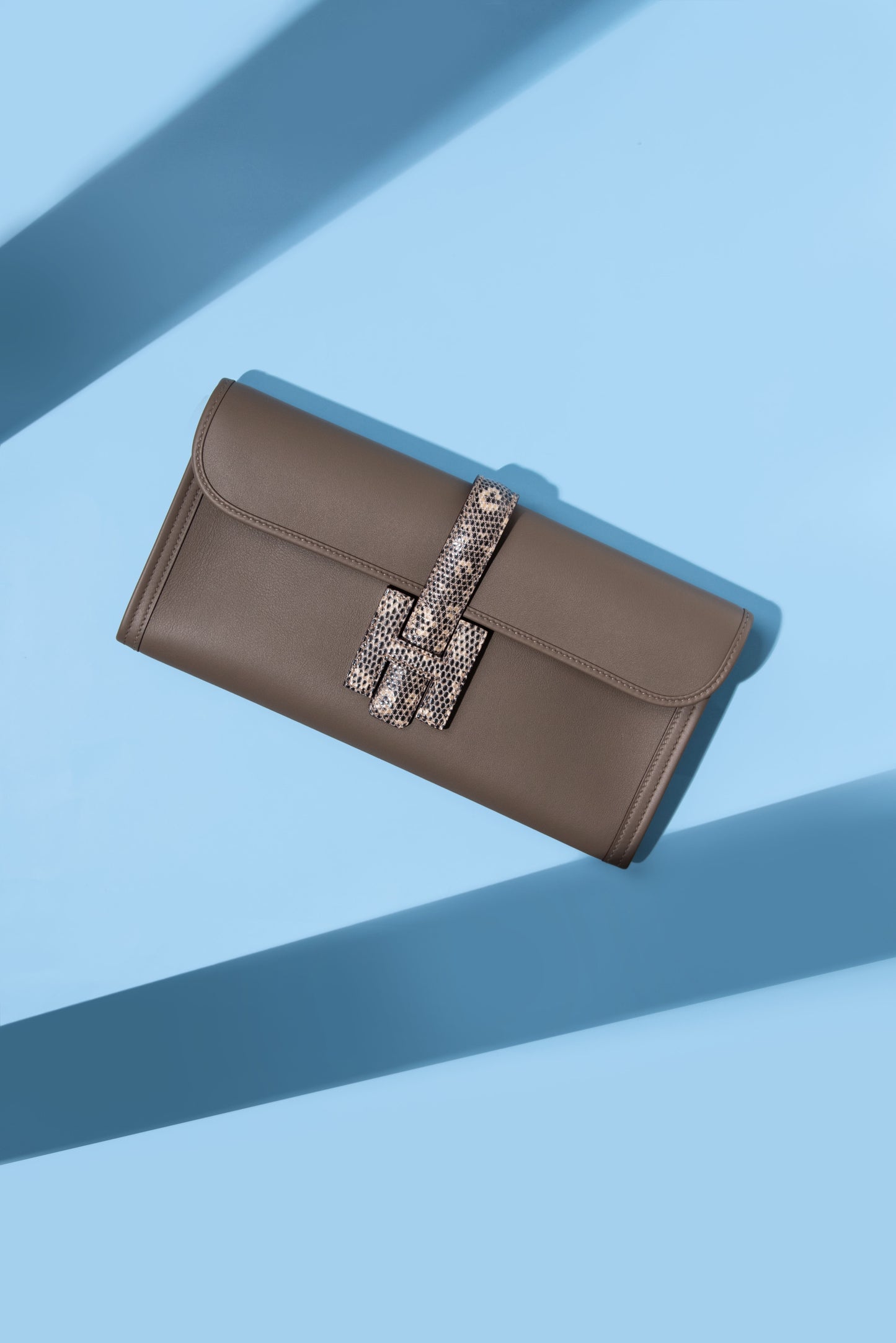 Hermès Jige Ombré Lizard Clutch in Etoupe