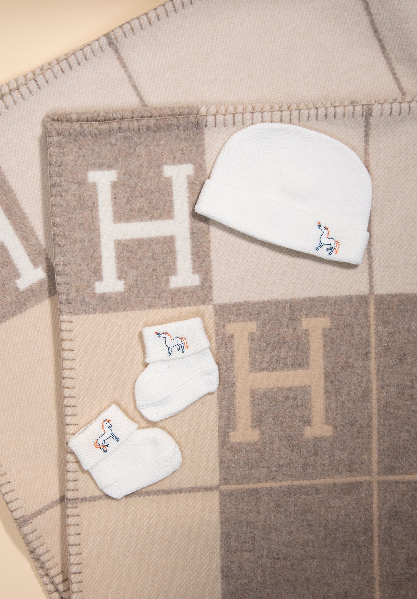 Hermès - Cabriole Hat & Socks in Blanc Crème