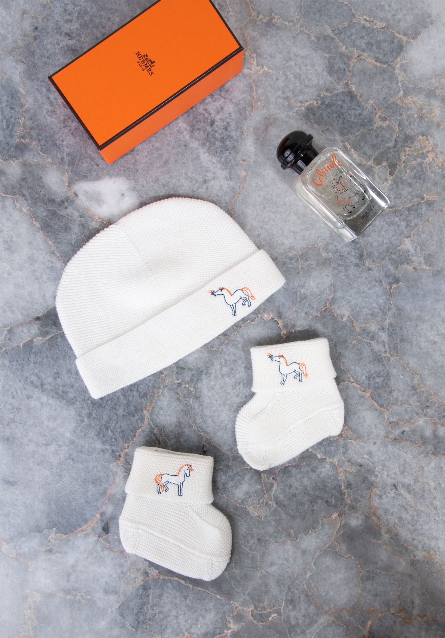 Hermès - Cabriole Hat & Socks in Blanc Crème