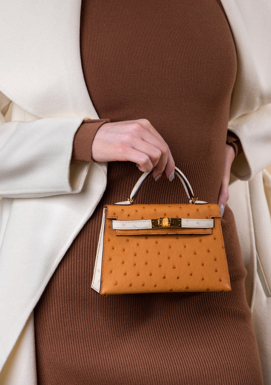 Hermès - Mini Kelly Ostrich Beton/Gold GHW