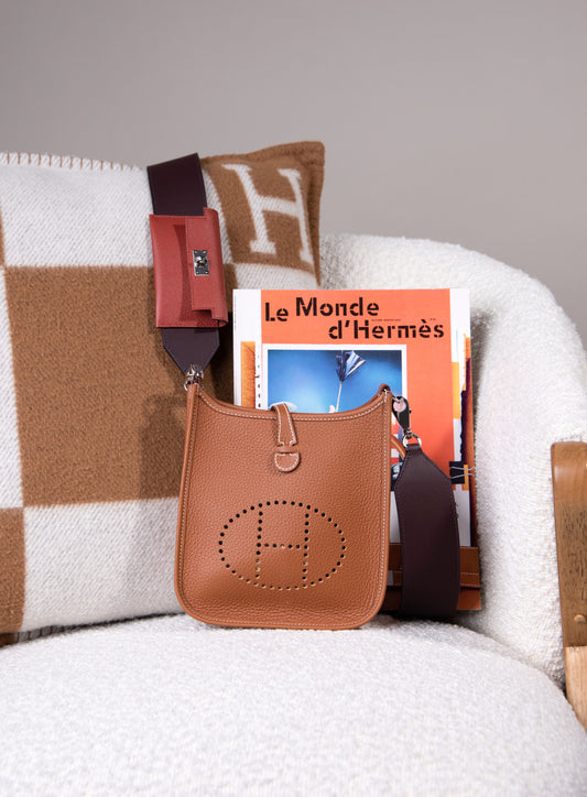 Hermès - Mini Evelyne Clemence Gold GHW with Kelly Pocket Strap