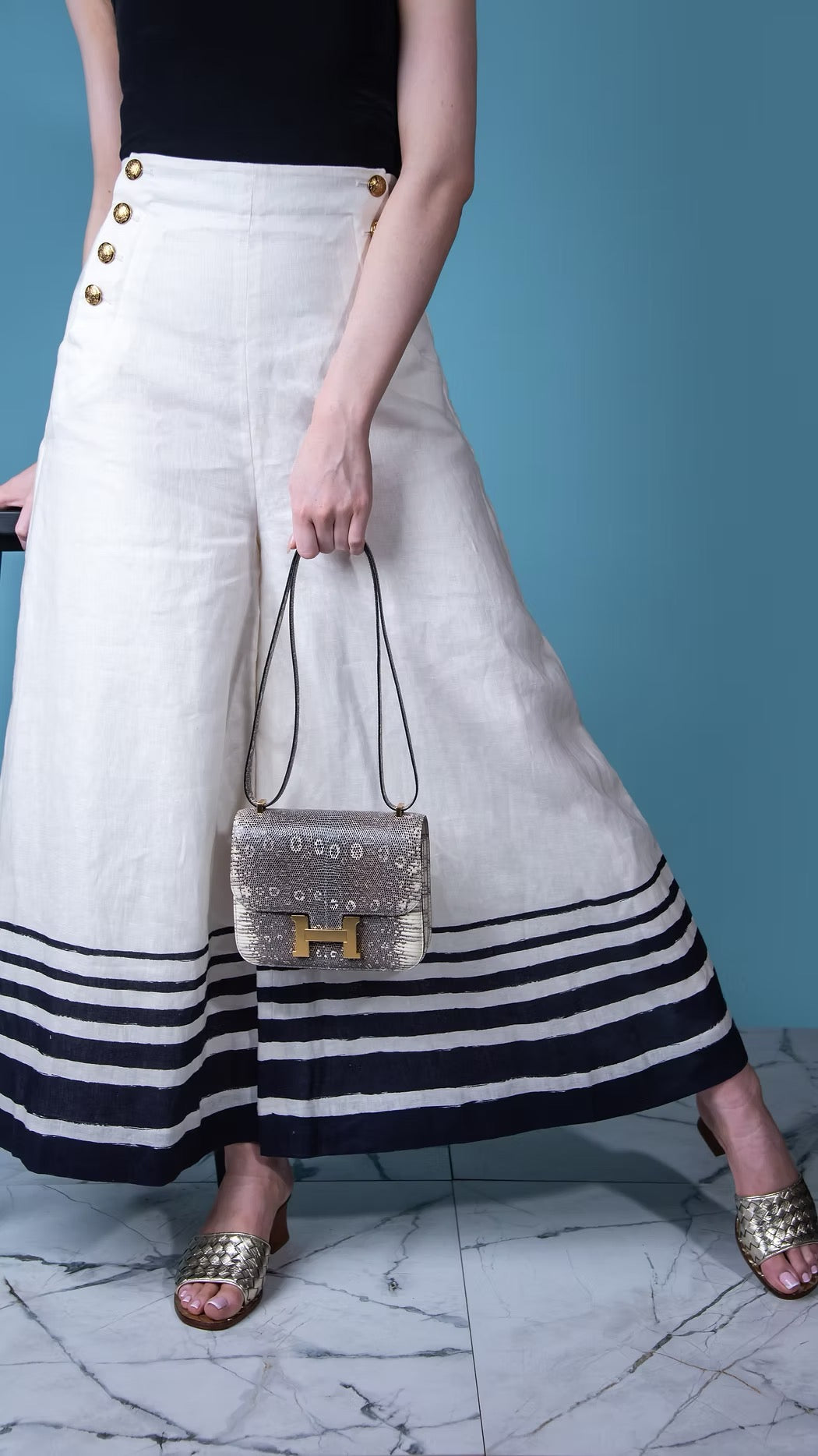هيرميس Rare Ombré Lizard Constance Mini 18 GHW