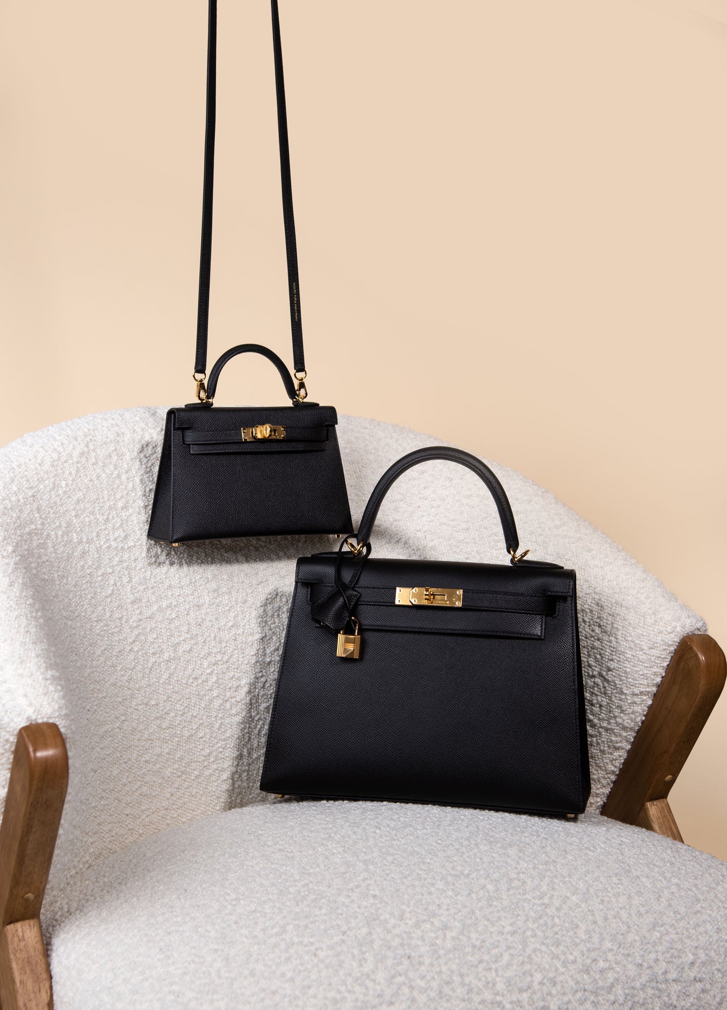 Hermès - Kelly 20 & 28 in Black Epsom GHW