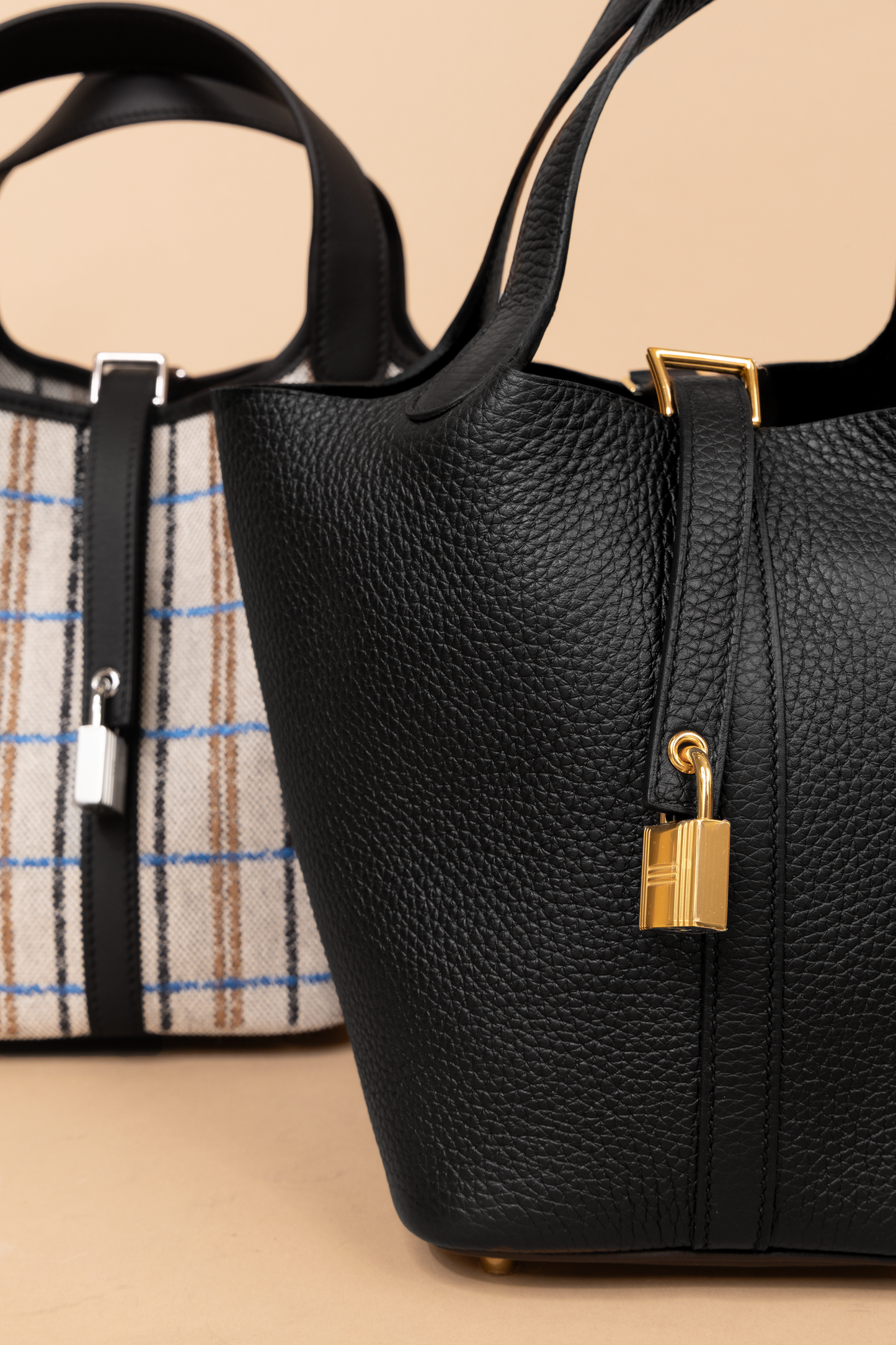 Hermès Picotin 18 Limited Edition Ecru/Noir/Fauve/Bleu Zanzibar PHW & Picotin 18 Black GHW