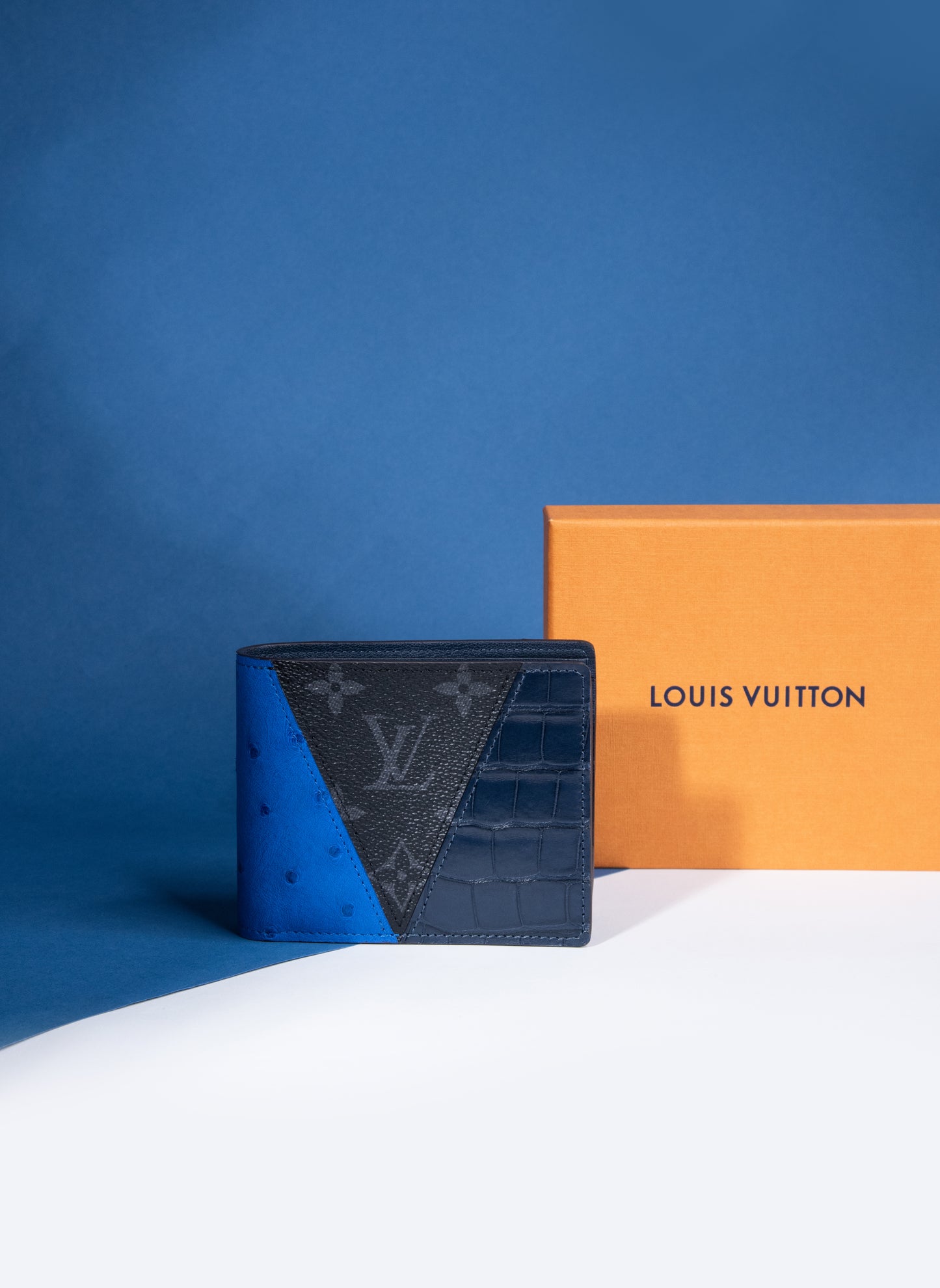 Louis Vuitton Wallet Tri-skin Ostrich/Crocodile/Monogram Leather