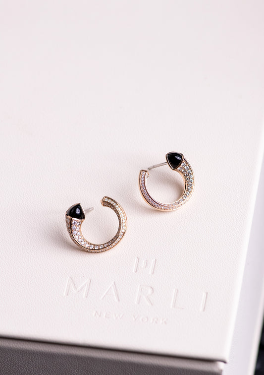 Marli Cleo Venus Rose Gold Black Onyx Earrings