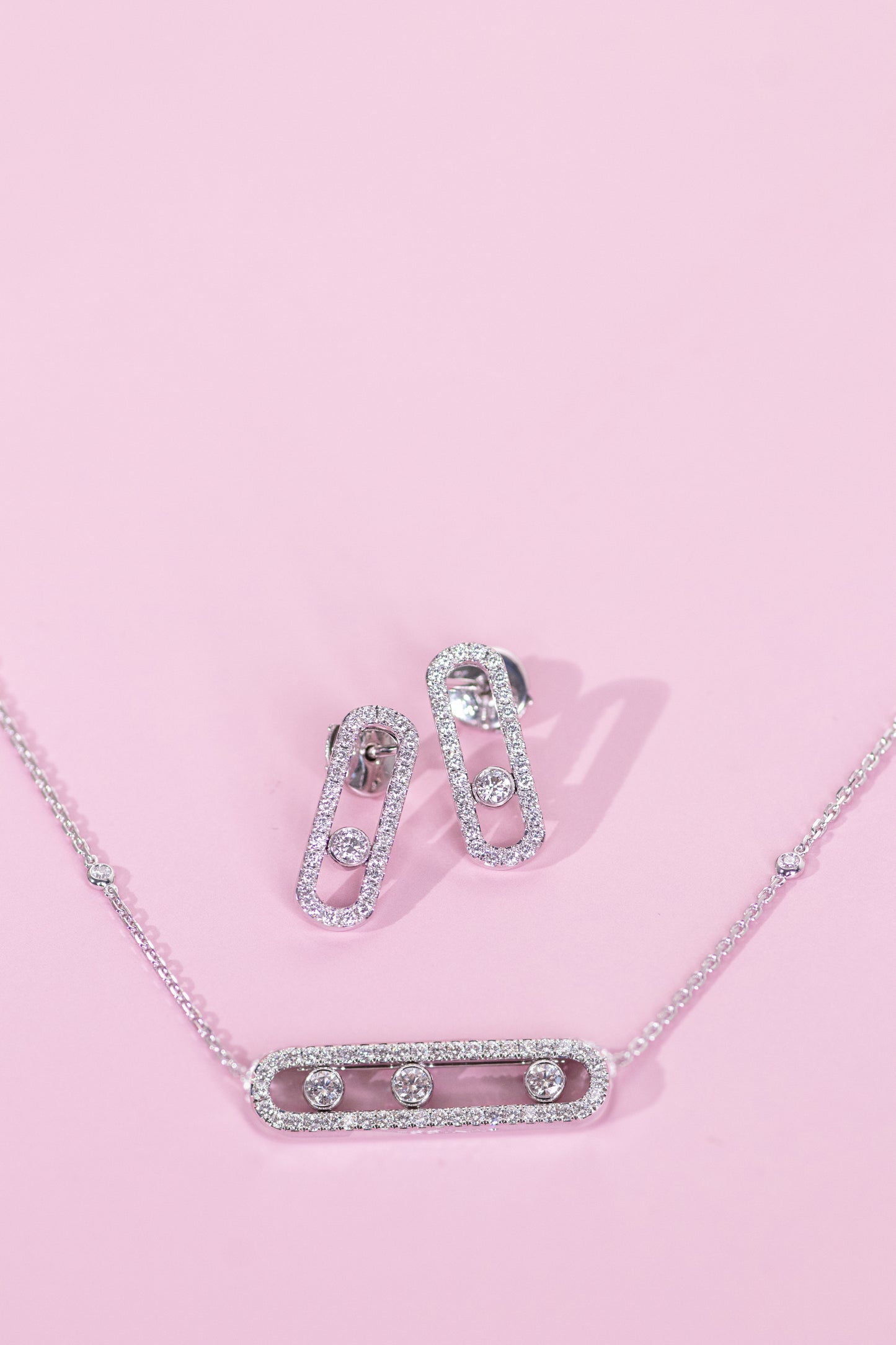 Messika Baby Move Pavé White Gold Necklace and Earrings