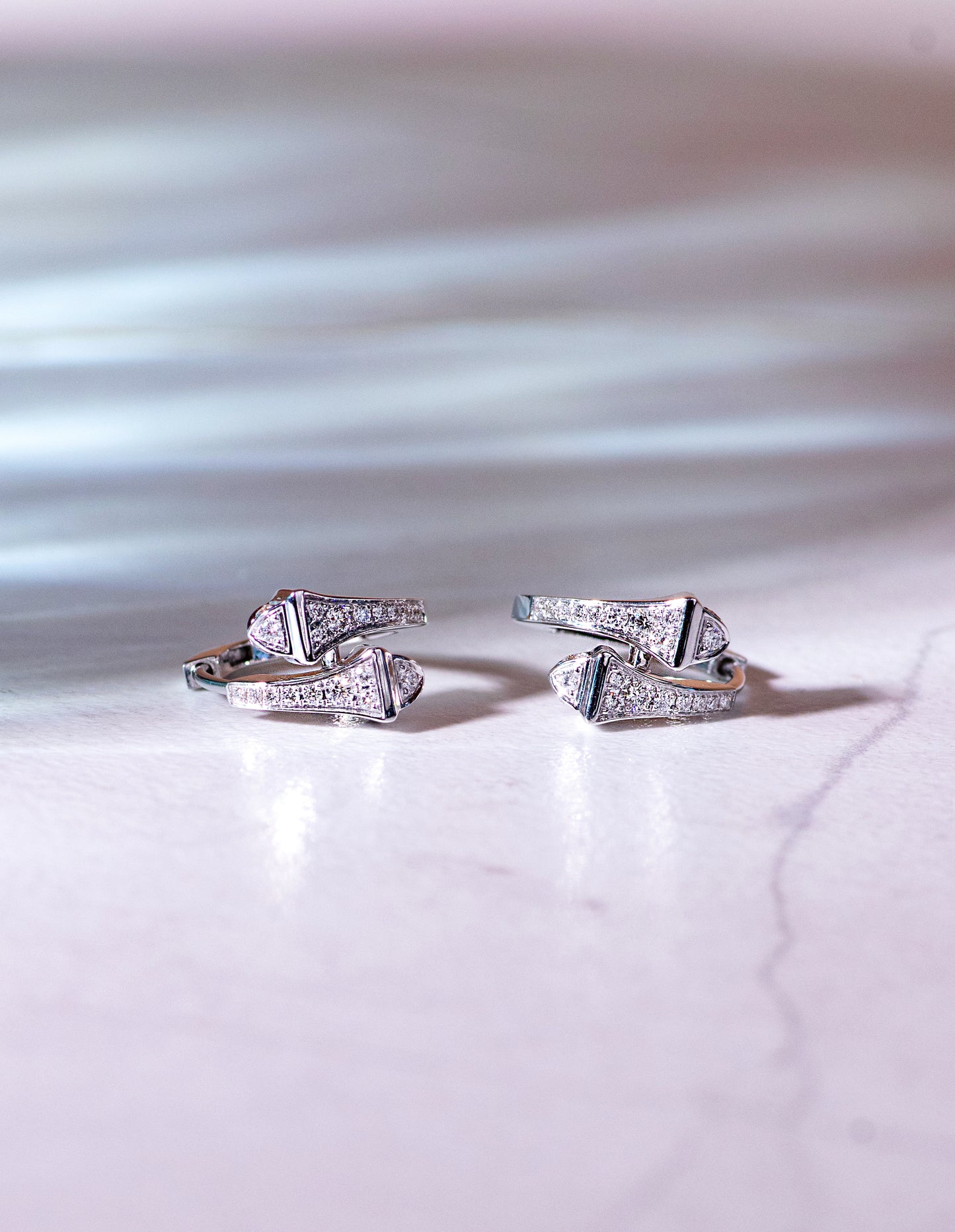 Marli Cleo White Gold Diamond Small Hoop Earrings