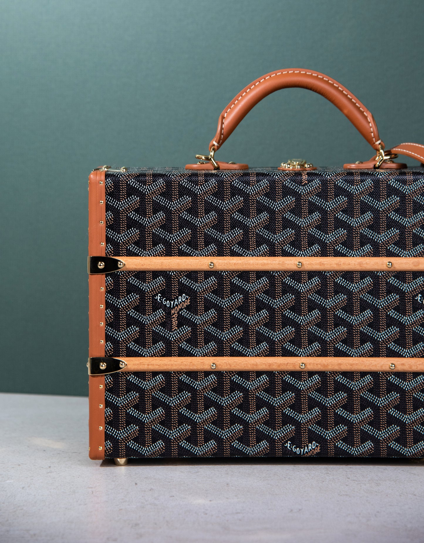 Goyard Palace MM Trunk Bag in Black/Tan