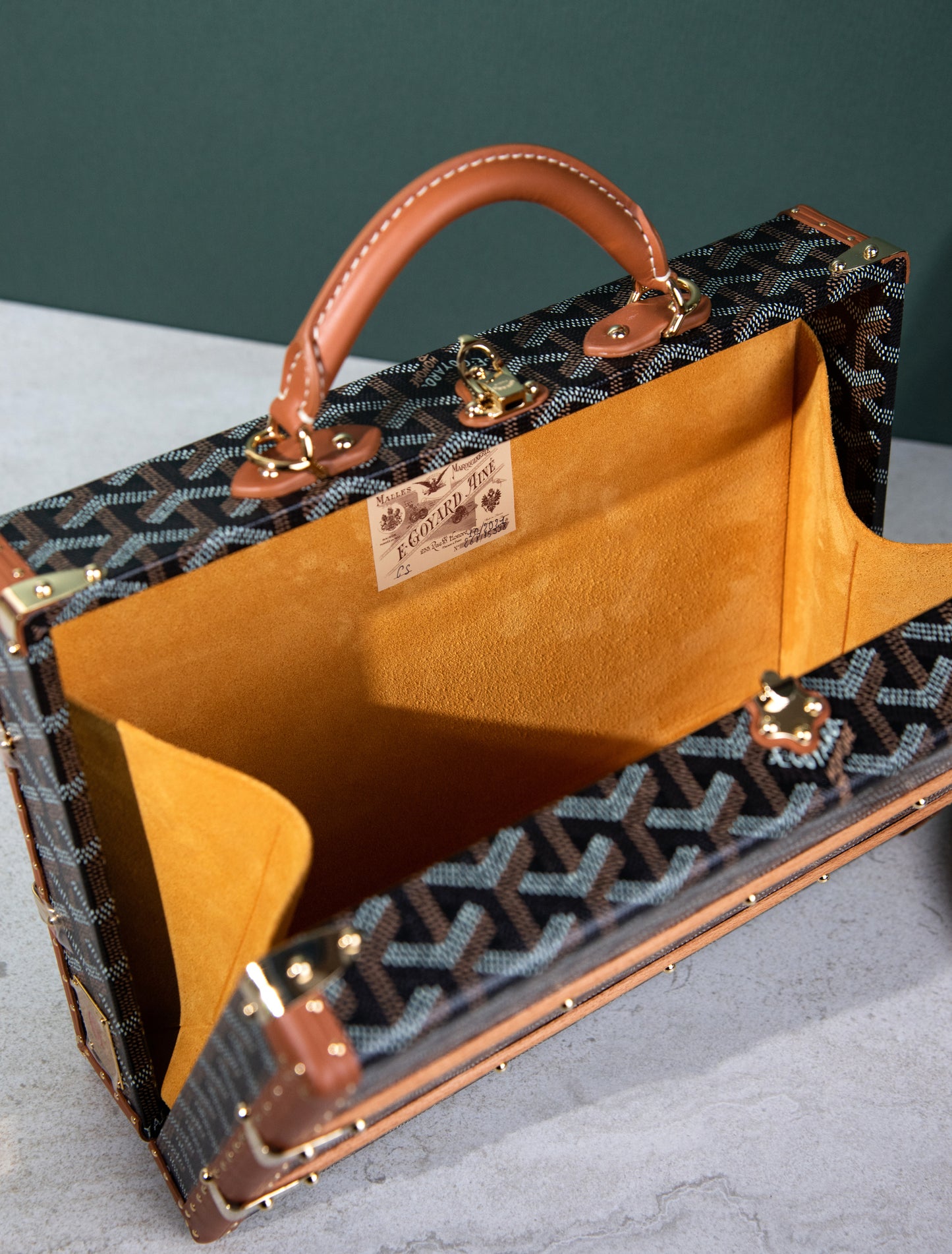 Goyard Palace MM Trunk Bag in Black/Tan
