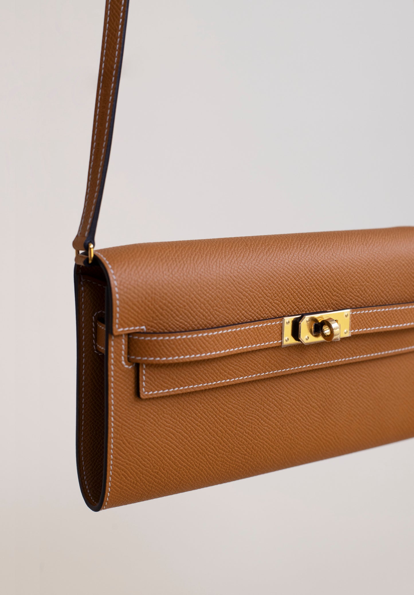Hermès Kelly Wallet To Go Epsom in Toffee GHW