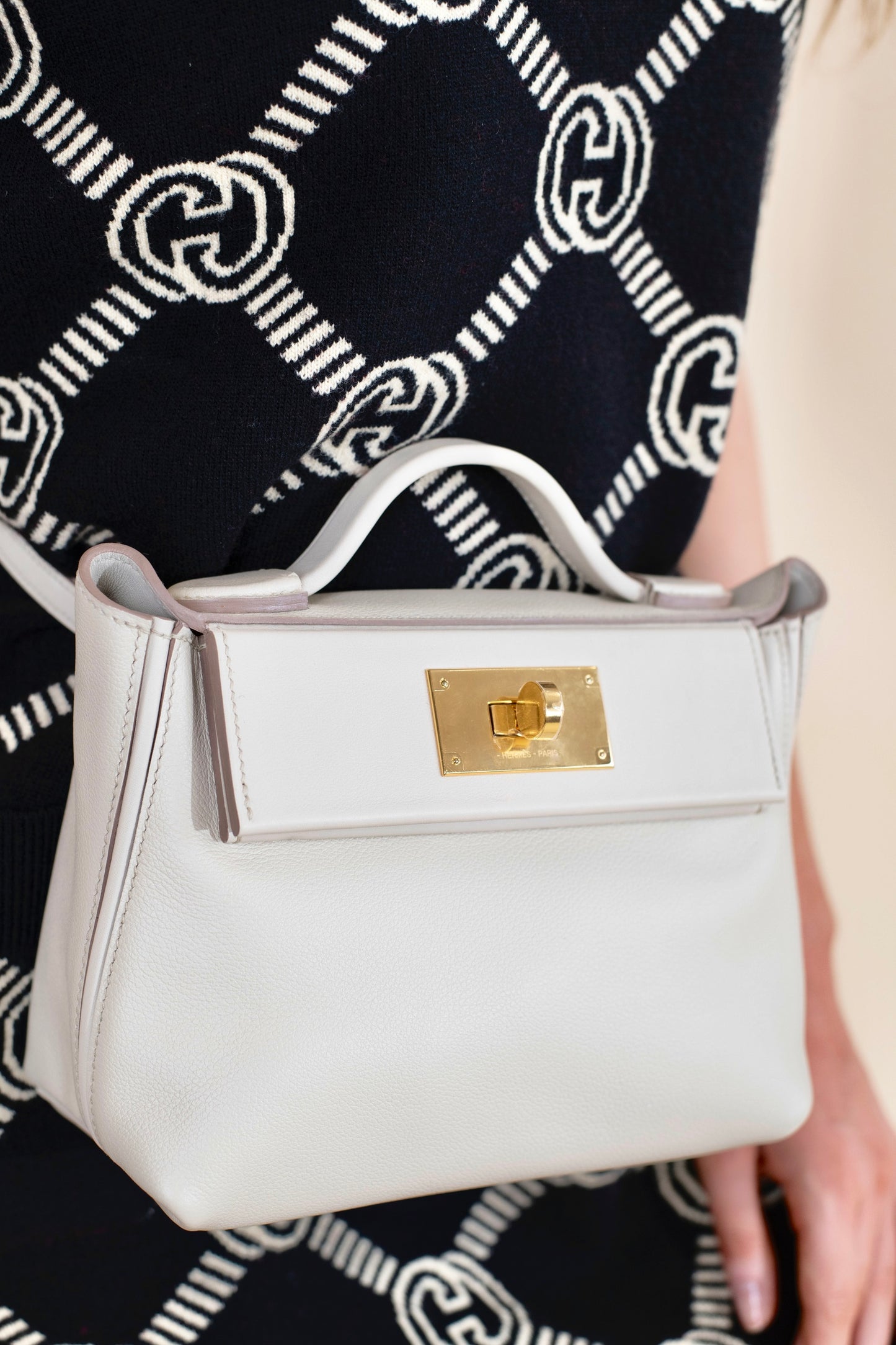Hermès Mini 24/24 in Blanc GHW