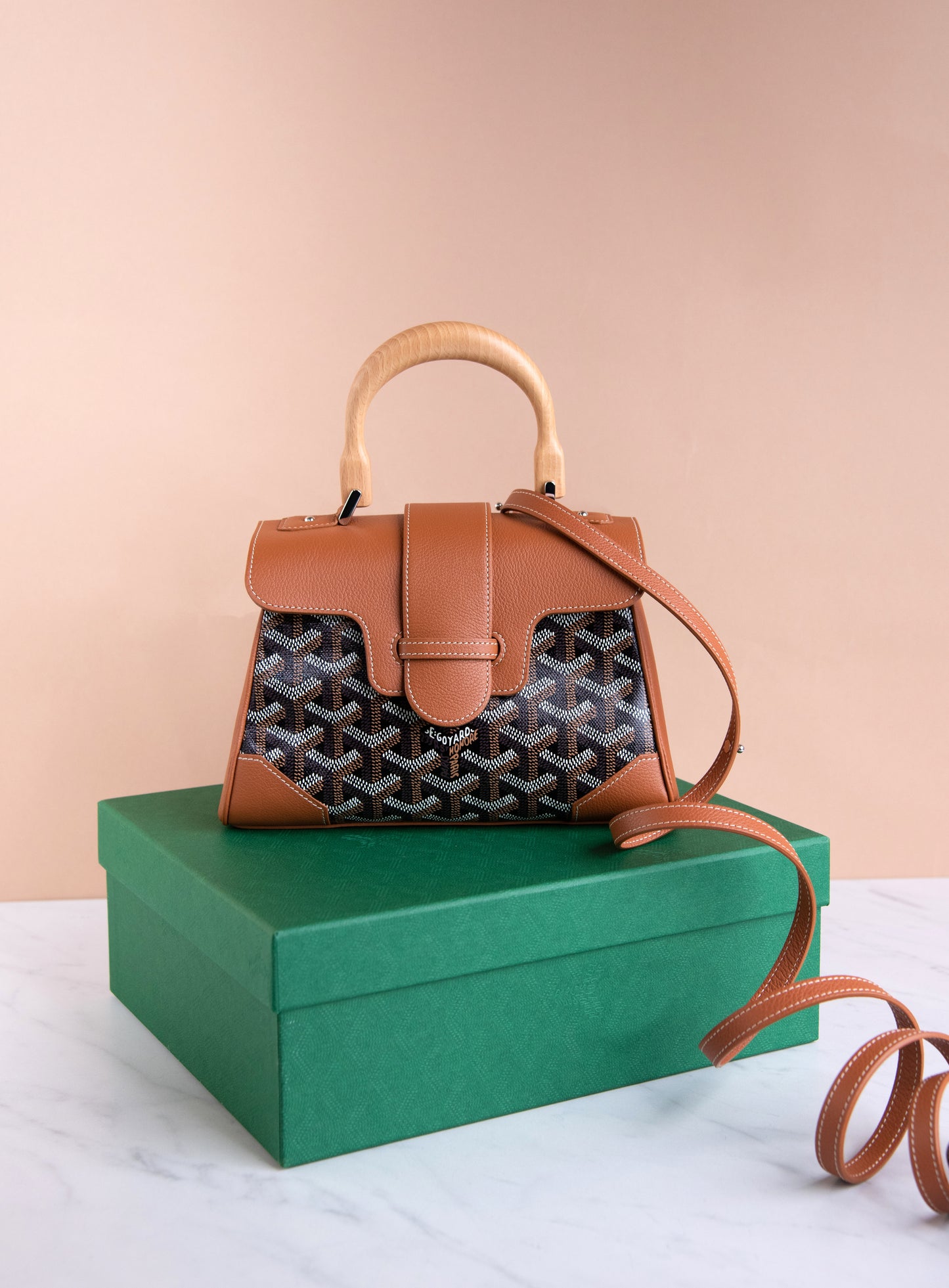 Goyard Mini Saigon Bag in Tan & Black